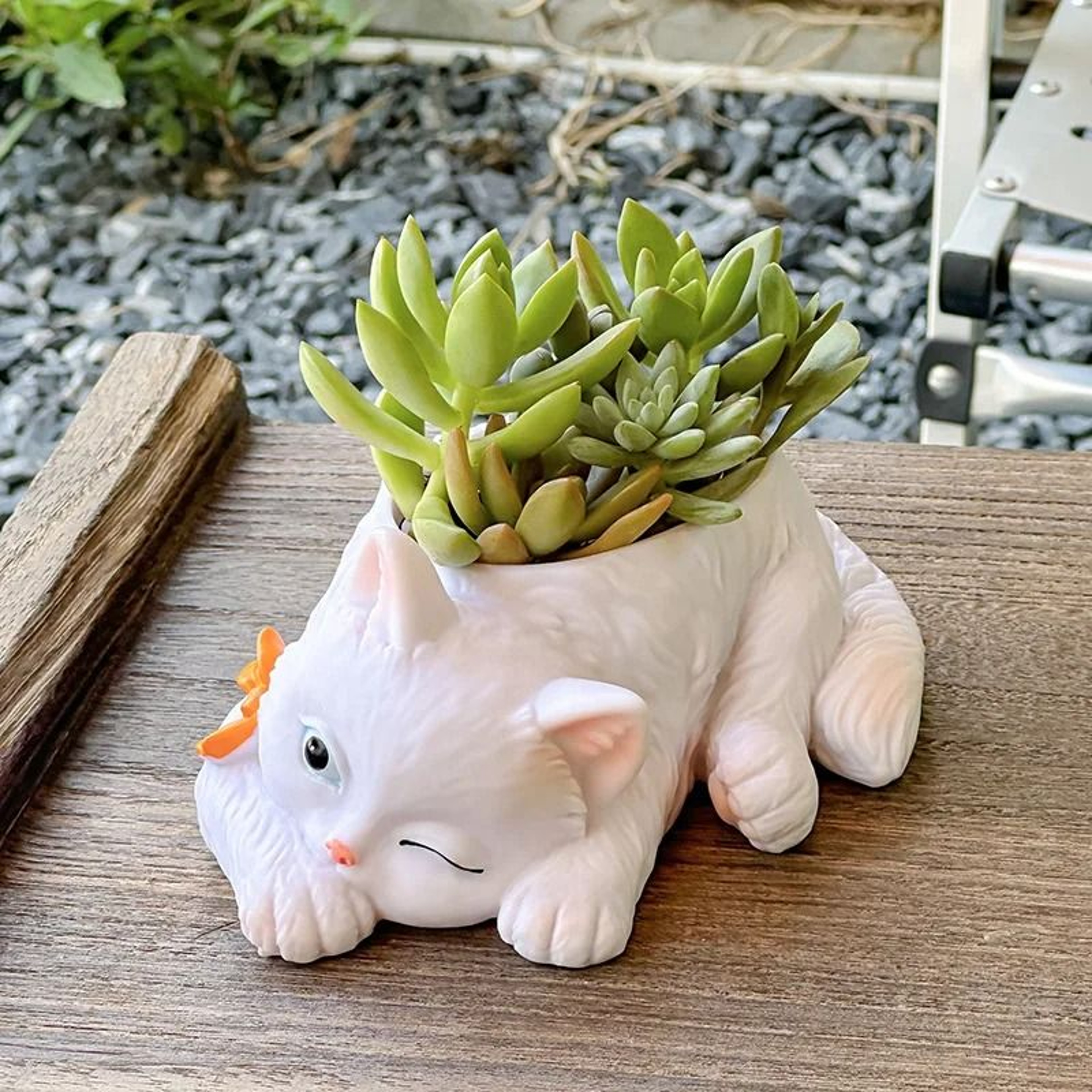 Cute Cat Resin Succulent Planter For Desktop Home Office Garden Decoration Display 4
