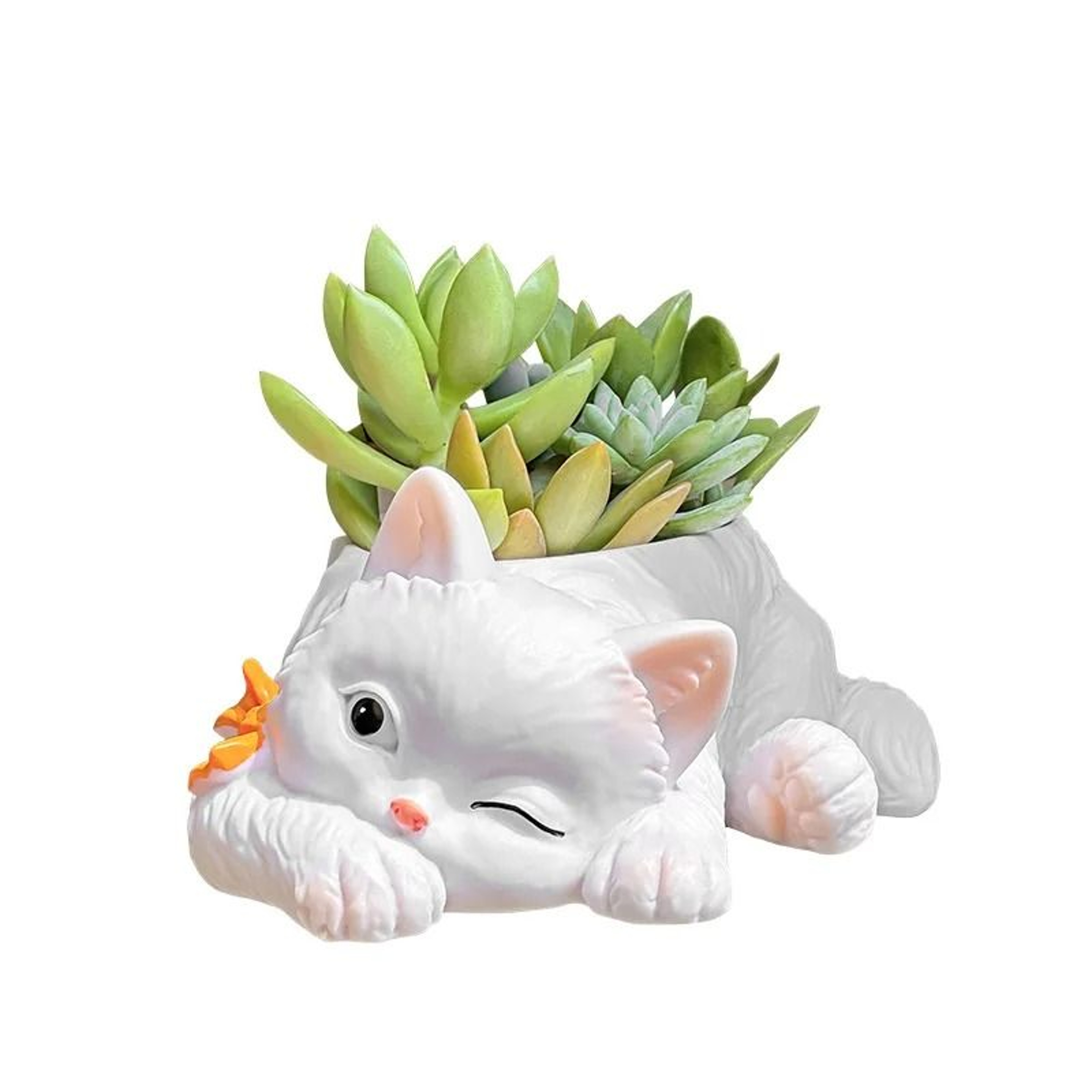 Cute Cat Resin Succulent Planter For Desktop Home Office Garden Decoration Display 6