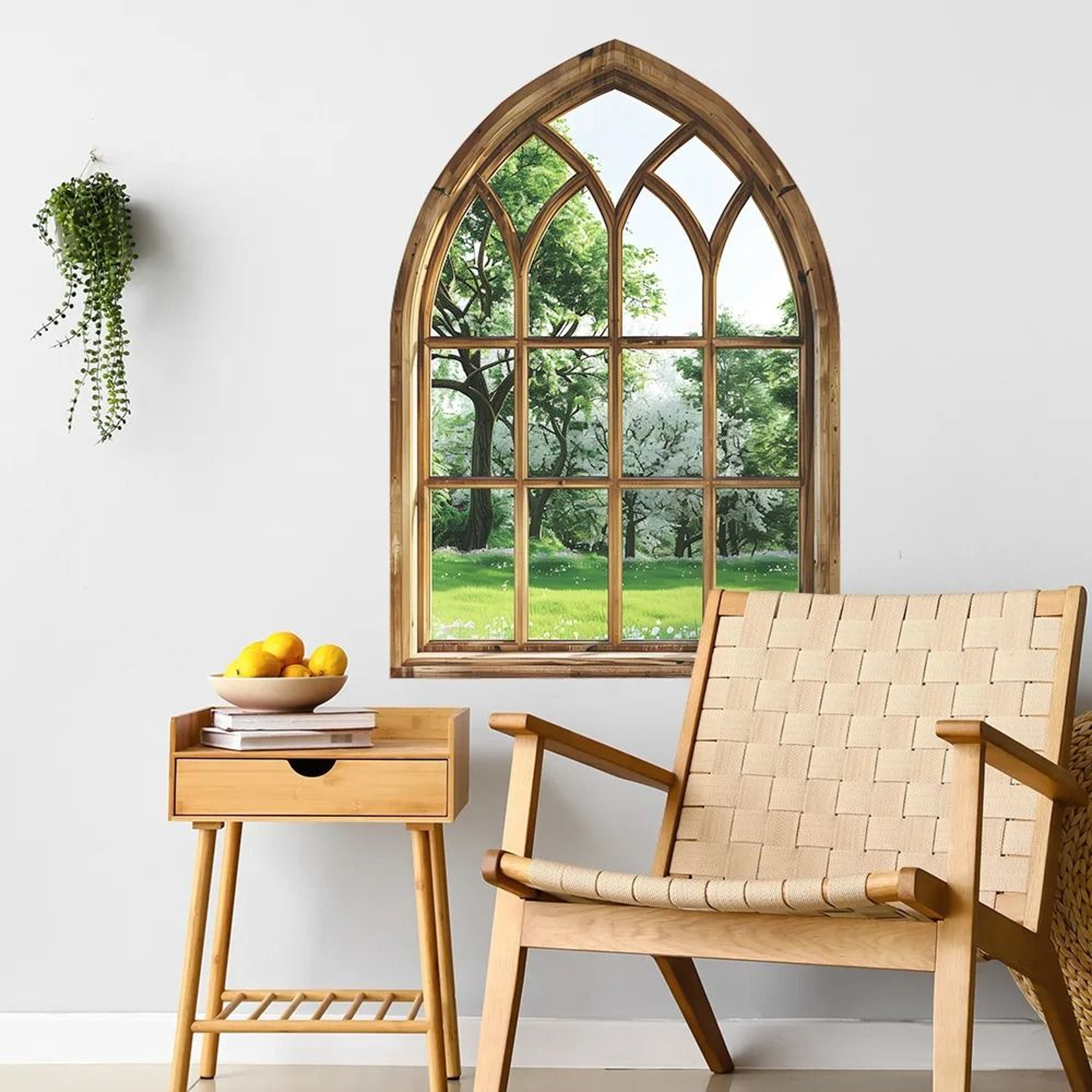 Arch Fake Window Green Plant Wall Decal For Bedroom Living Room Decor 2