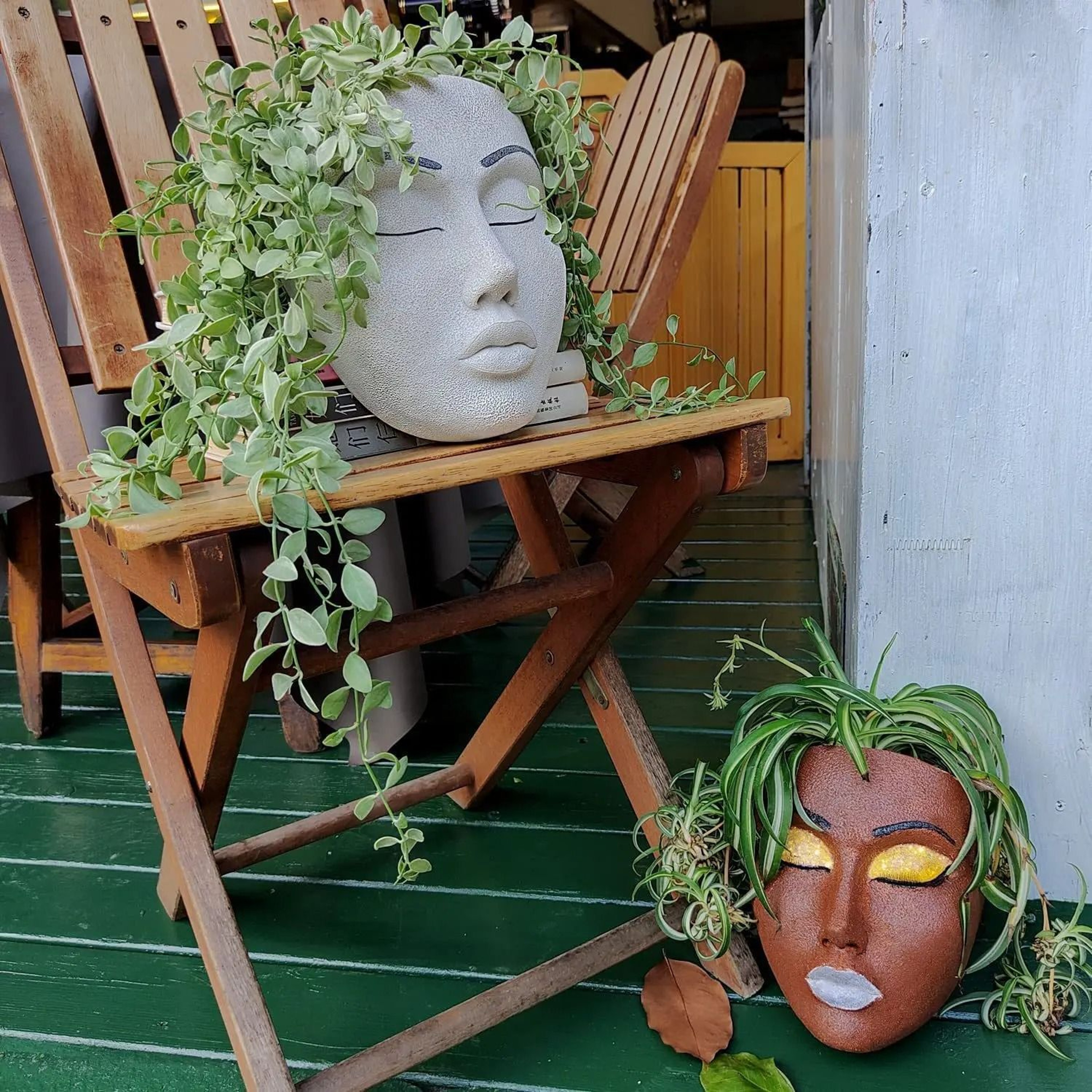 Human Face Resin Wall Planter For Indoor Outdoor Garden Plant Decor 4