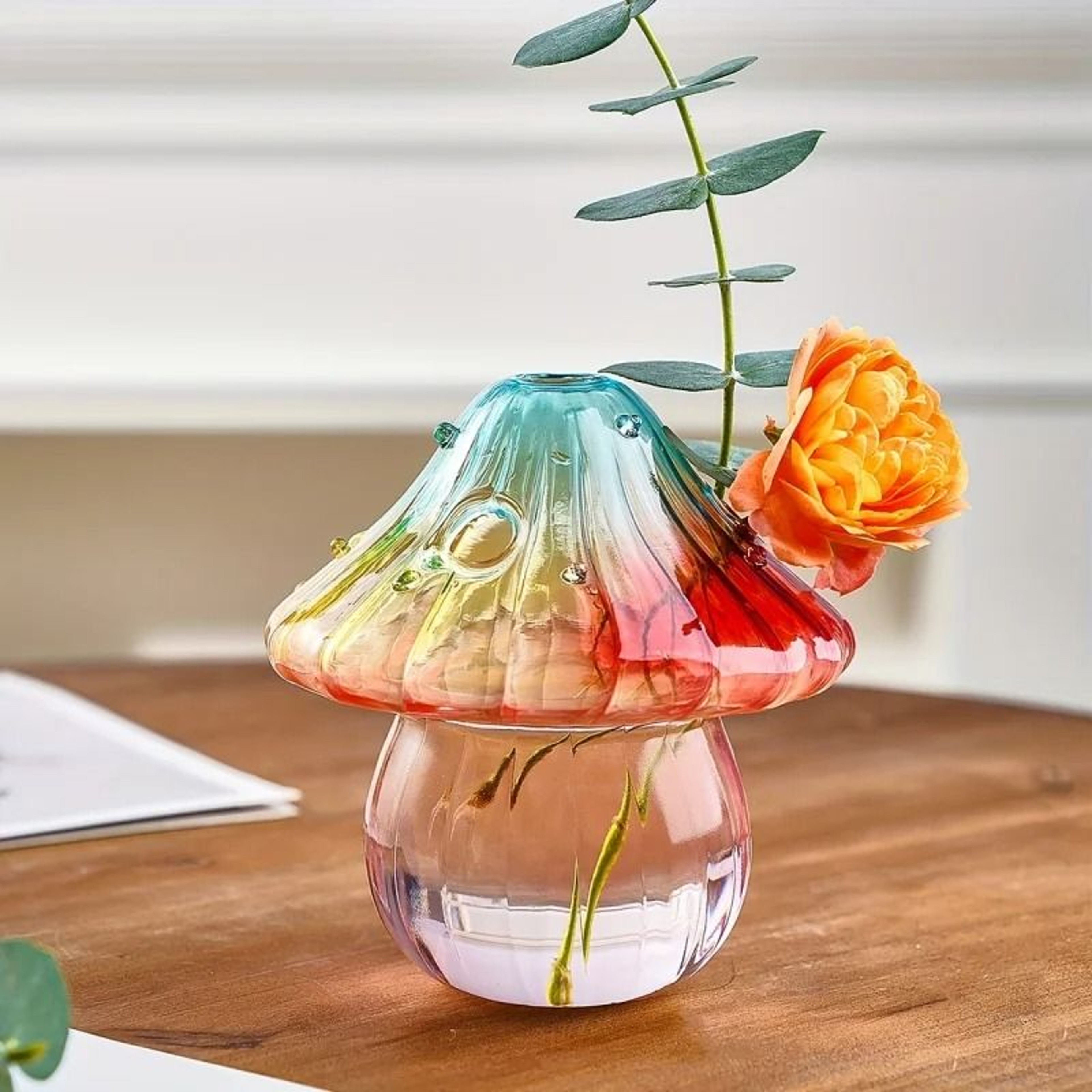 Colorful Mushroom Glass Vase For Flowers And Plant Cuttings 4