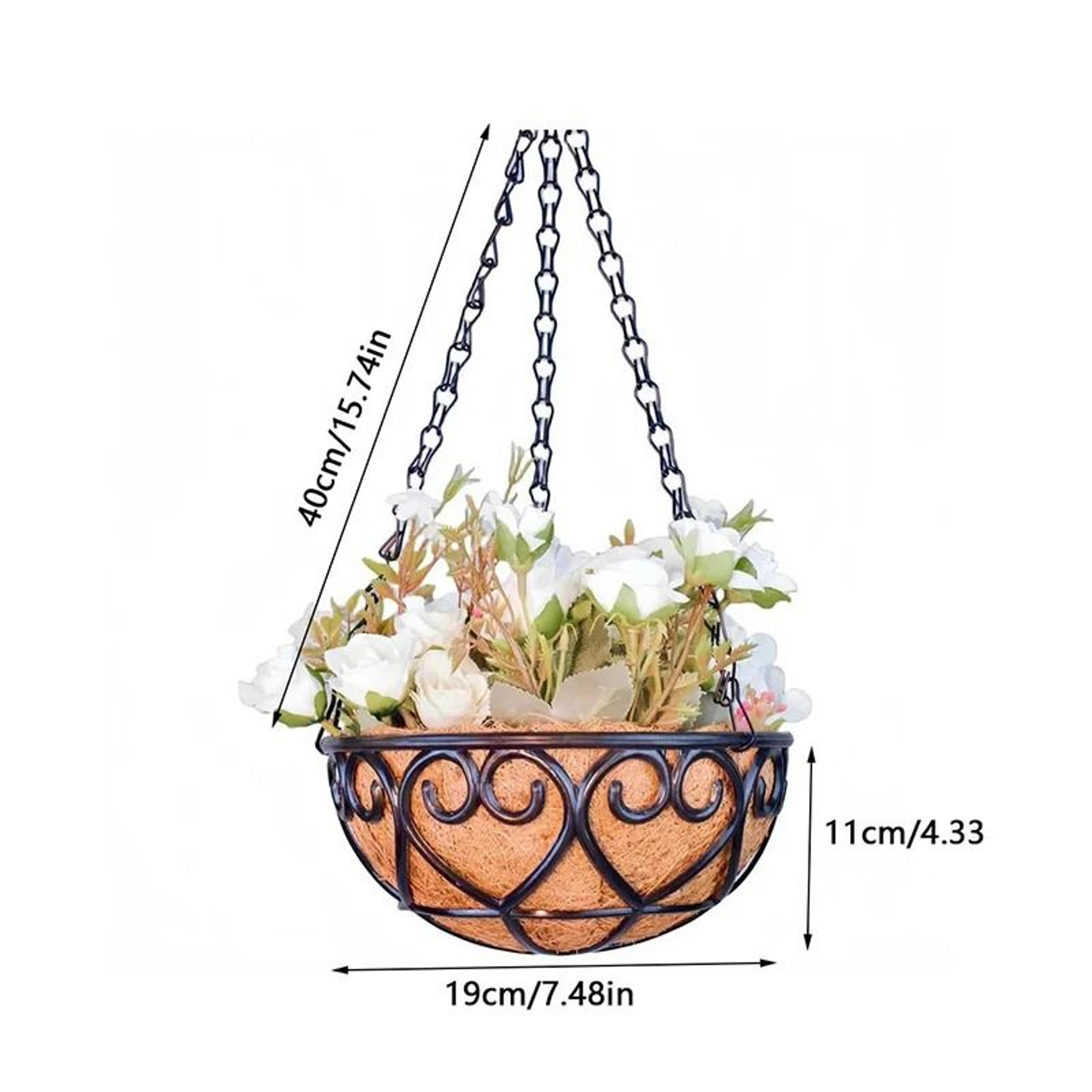 Coconut Style Hanging Planter Basket With Iron Chain 3
