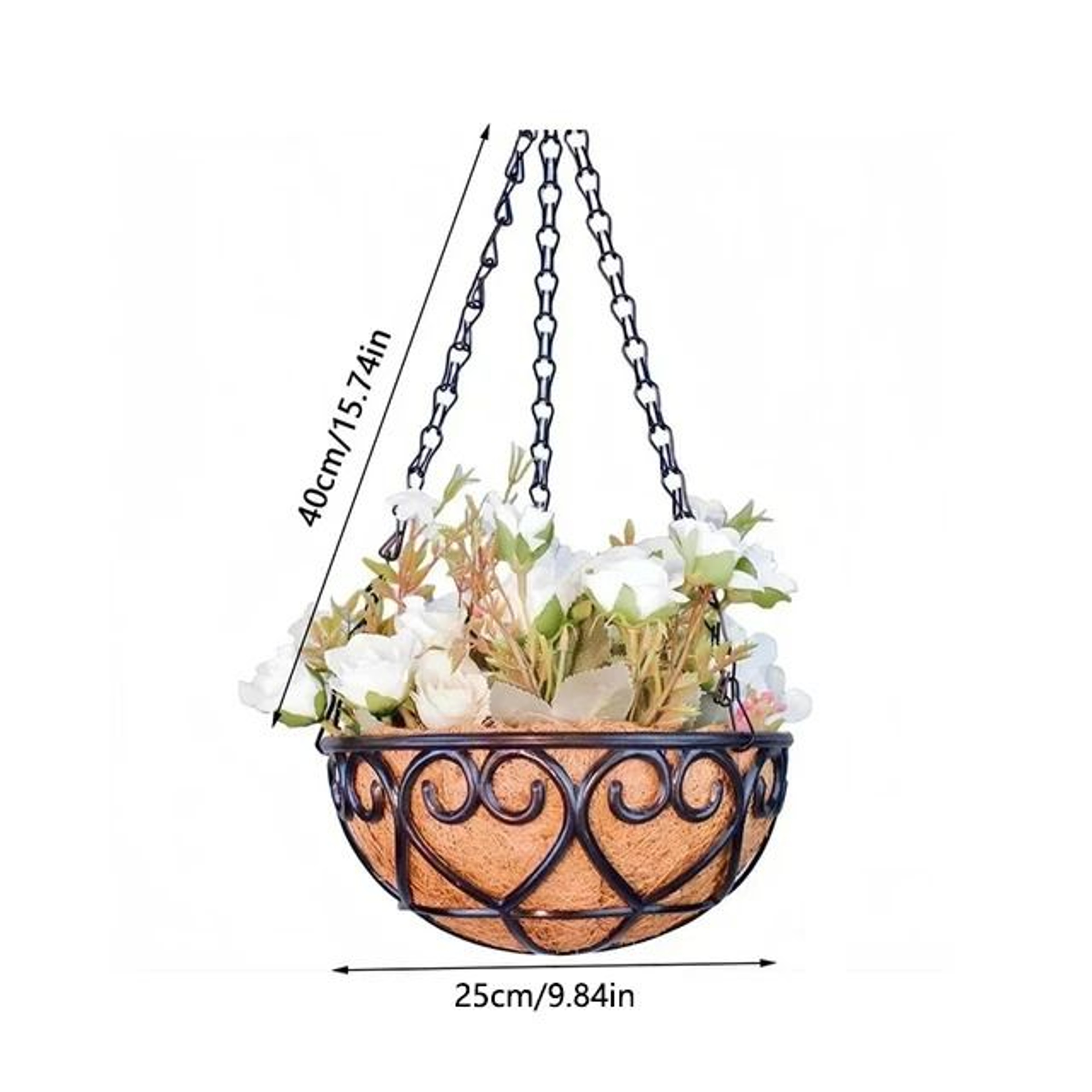 Coconut Style Hanging Planter Basket With Iron Chain 1