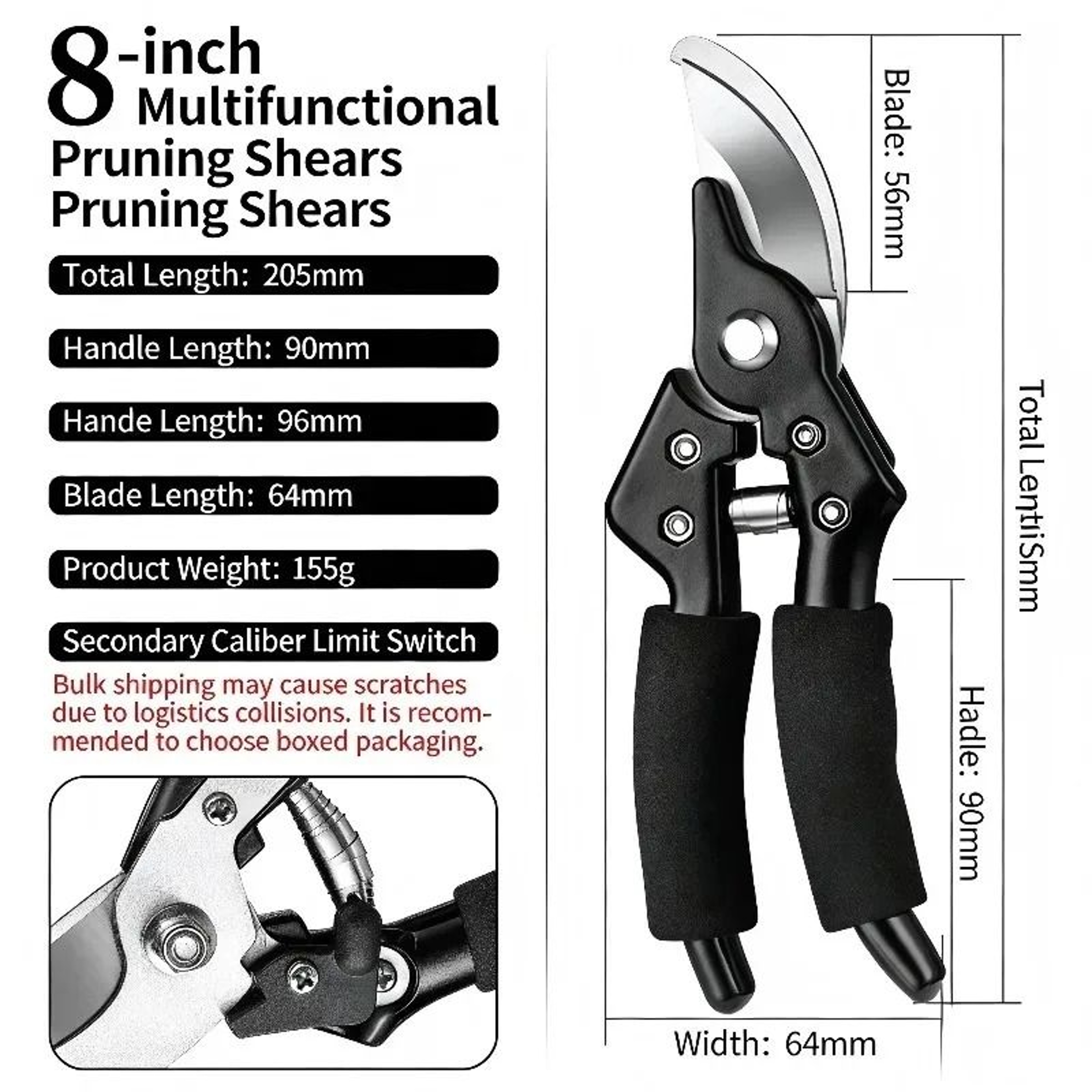 Heavy Duty Stainless Steel Pruning Shears With Non Slip Handle 3