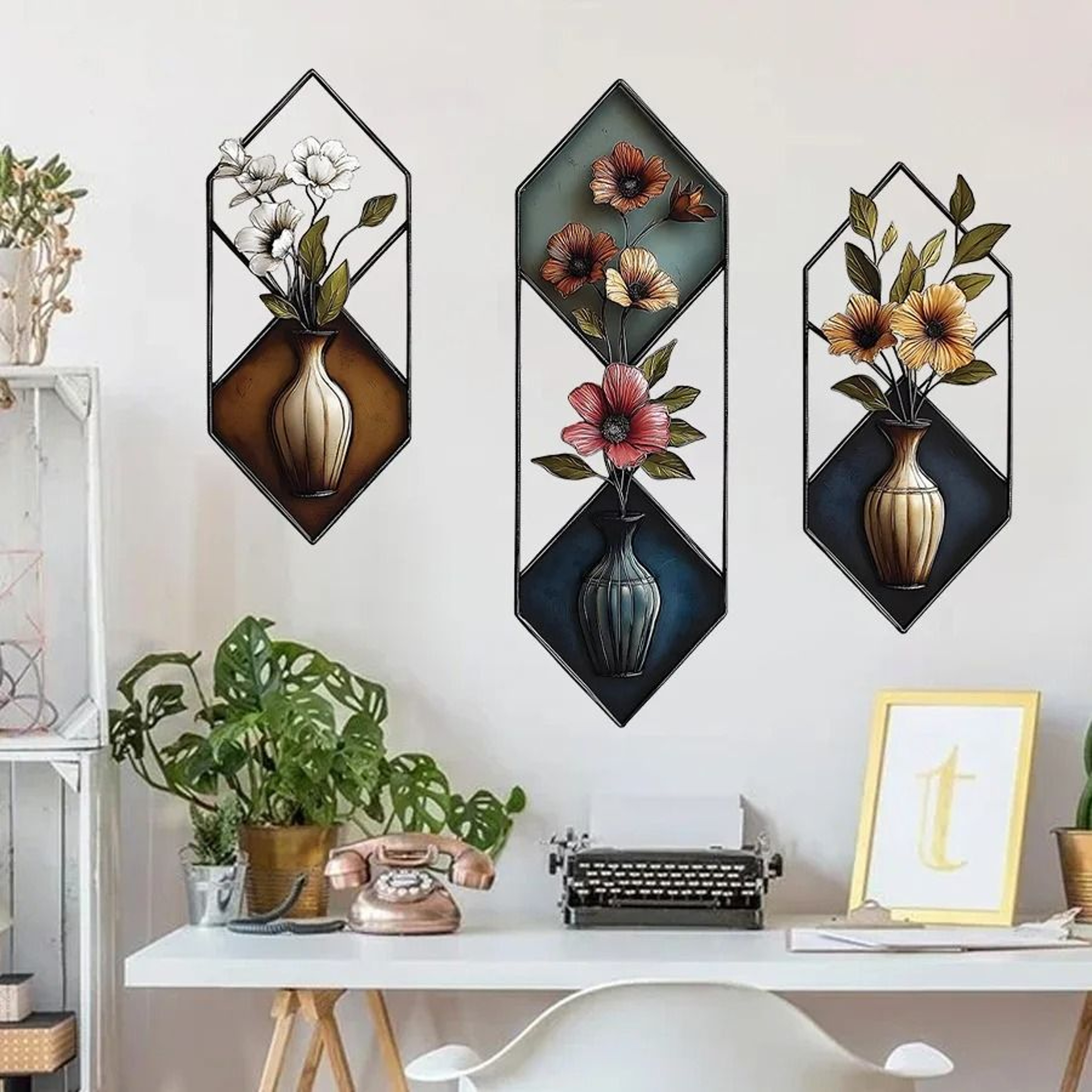 Watercolor Vase Plant Wall Stickers Removable Botanical Decor 5