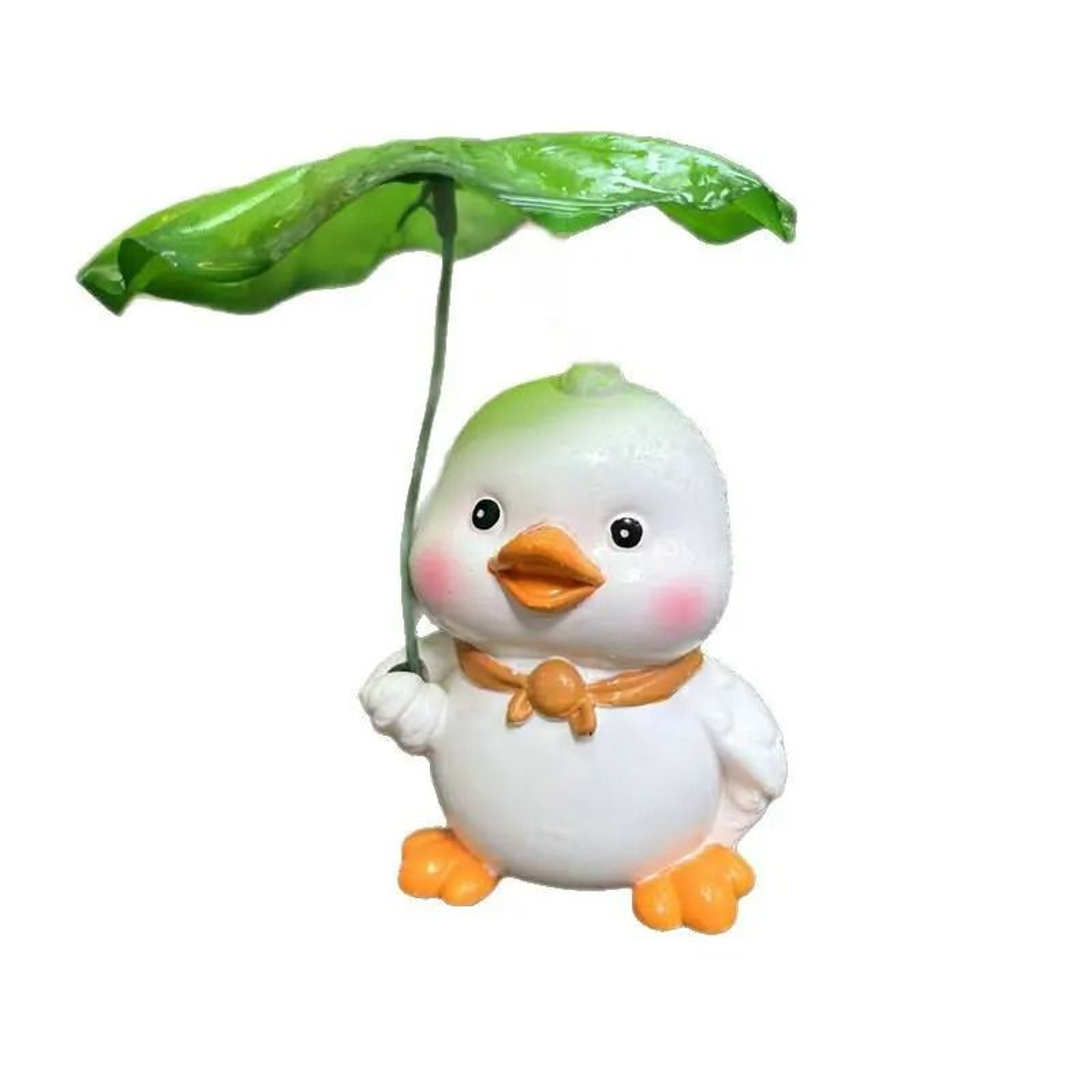 Charming Duck Garden Statue With Leaf Umbrella 3