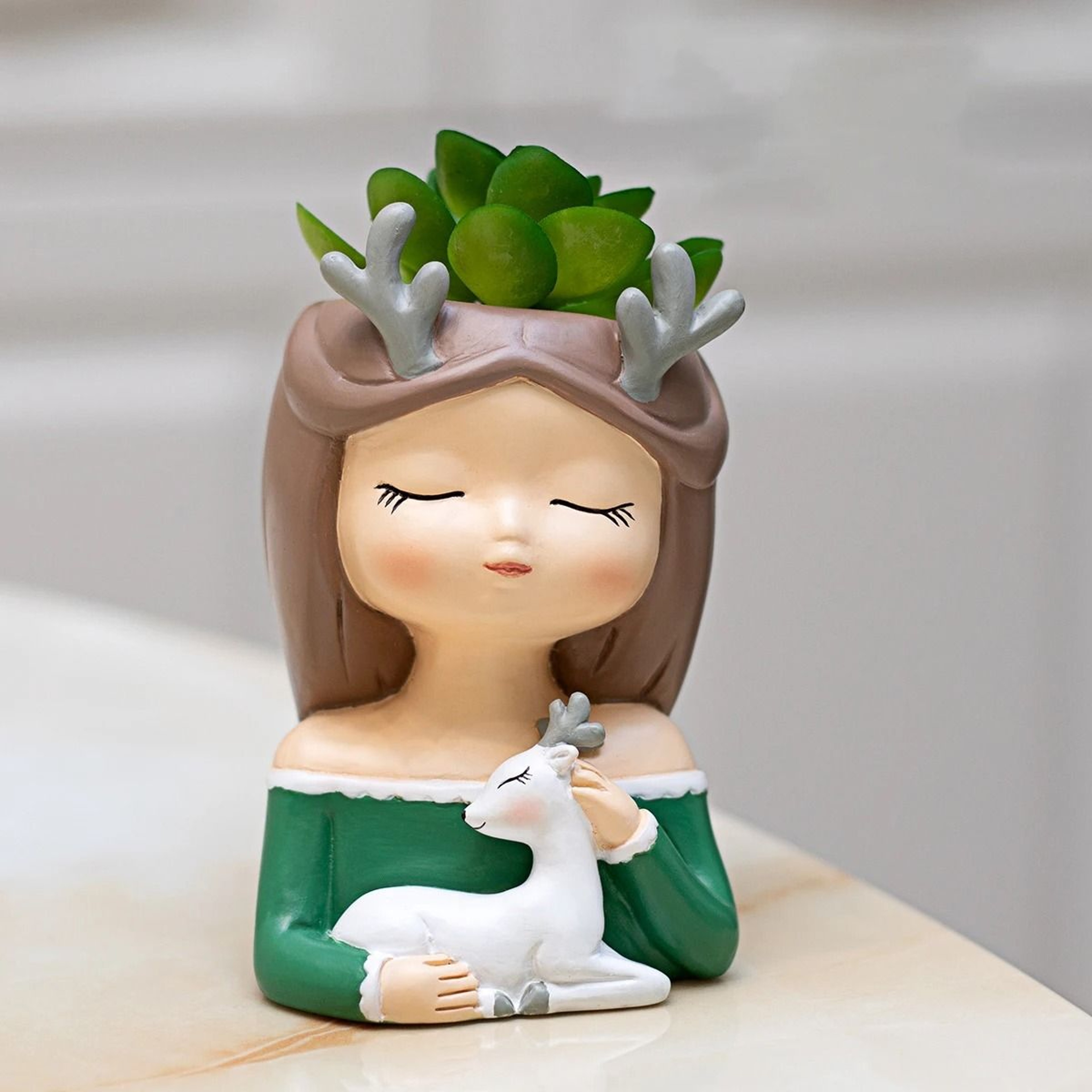 Cute Girl Portrait Succulent Planter 3