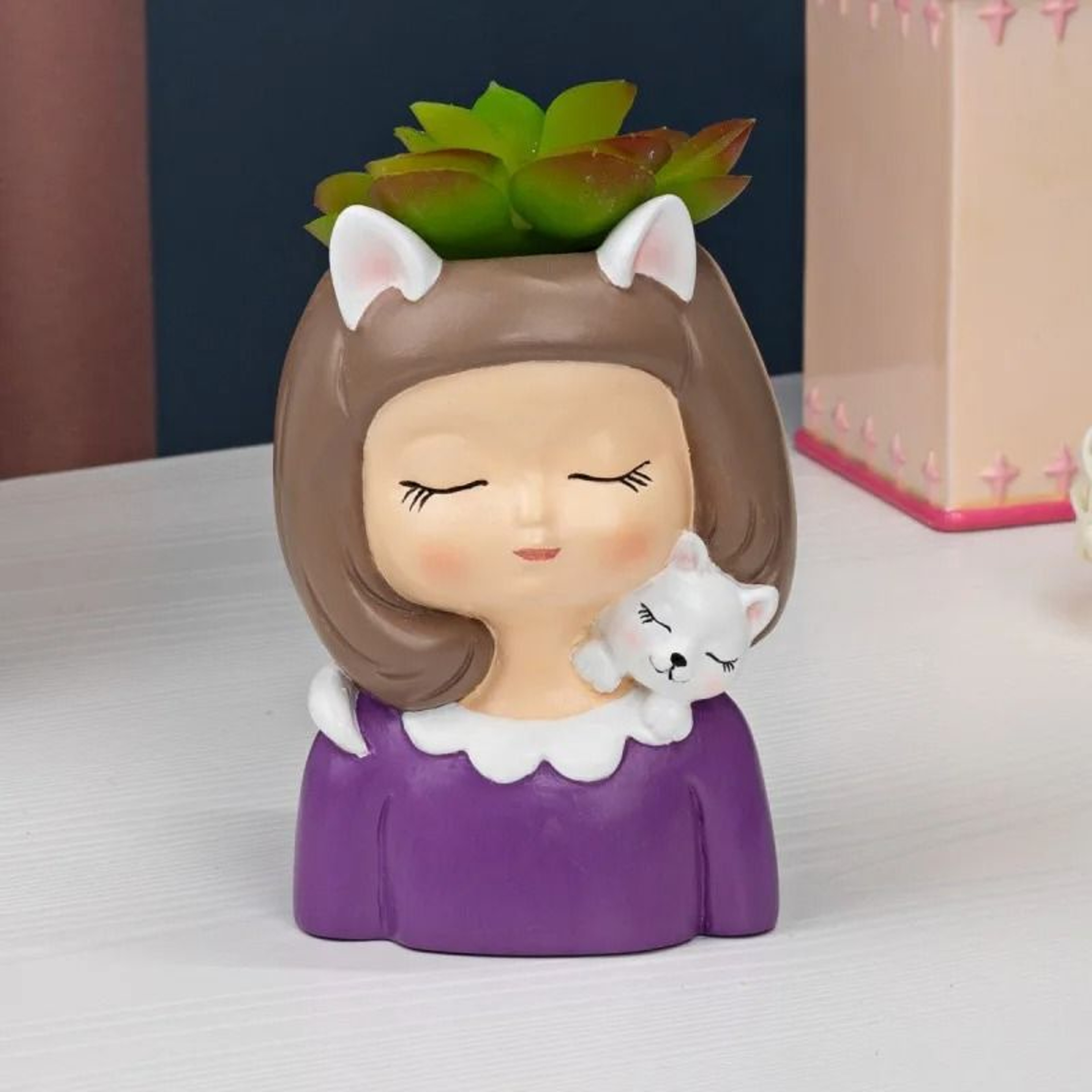 Cute Girl Portrait Succulent Planter 6