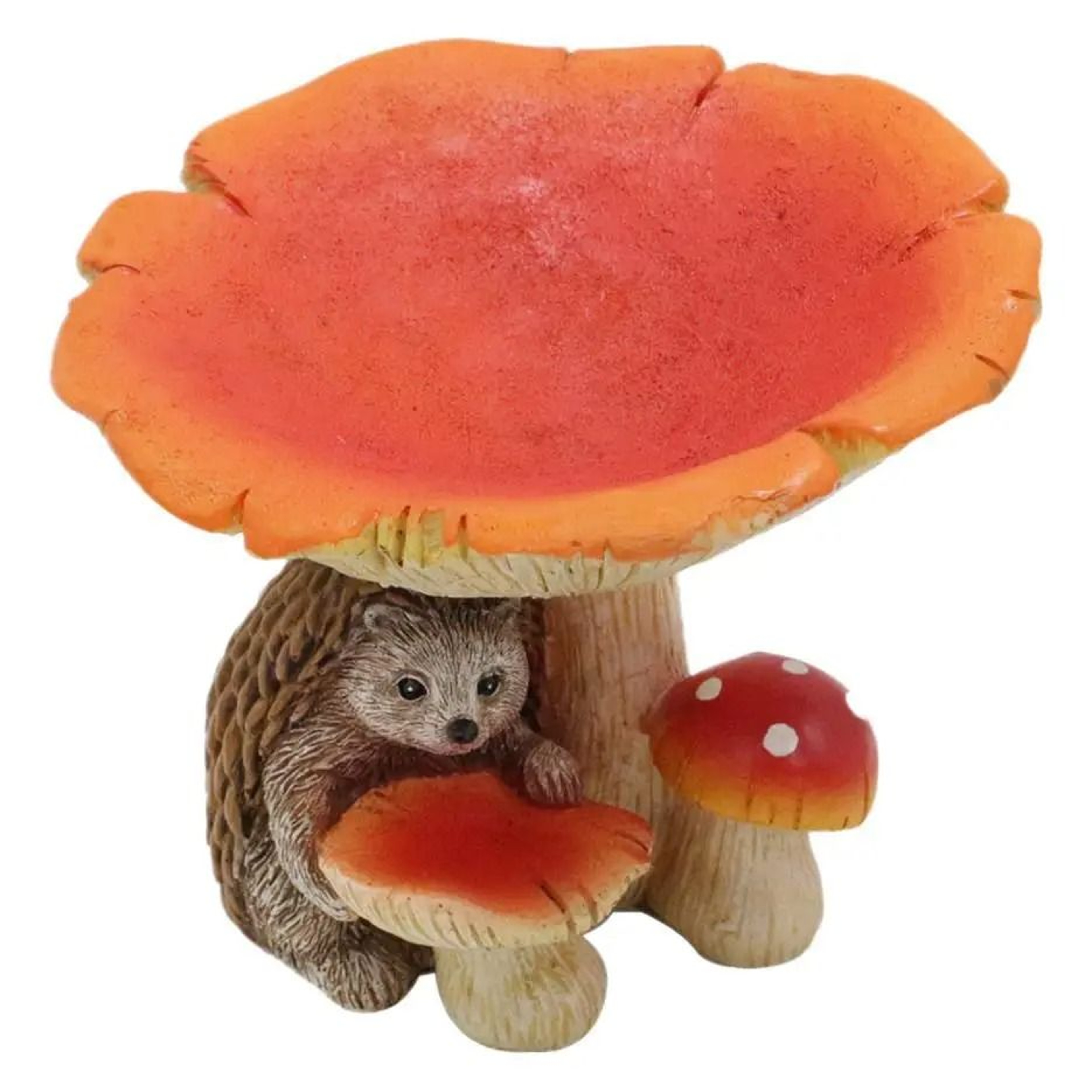 Whimsical Hedgehog Mushroom Bird Feeder Garden Statue 1