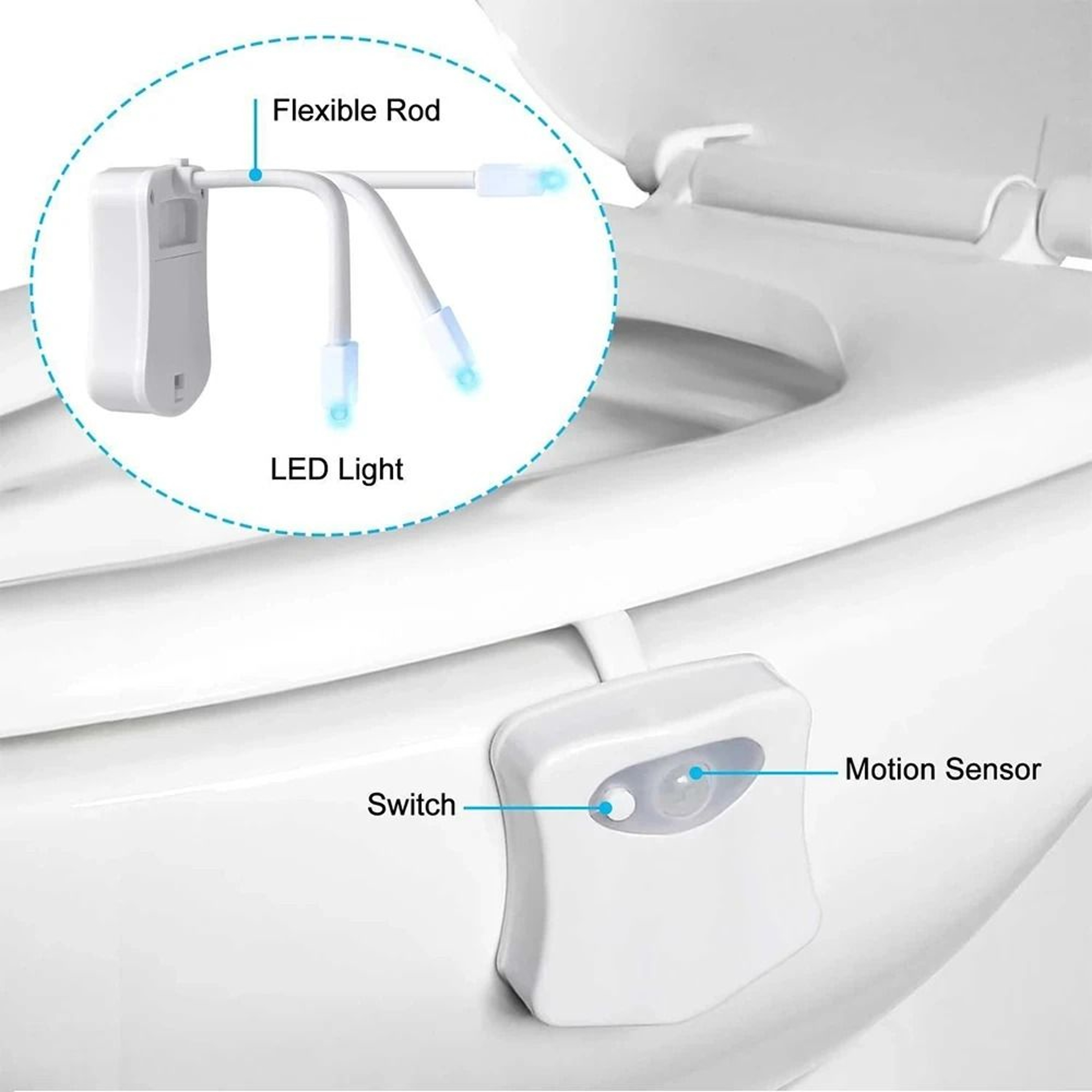 HOMEFISH 8 Color Motion Sensor Toilet Night Light 4