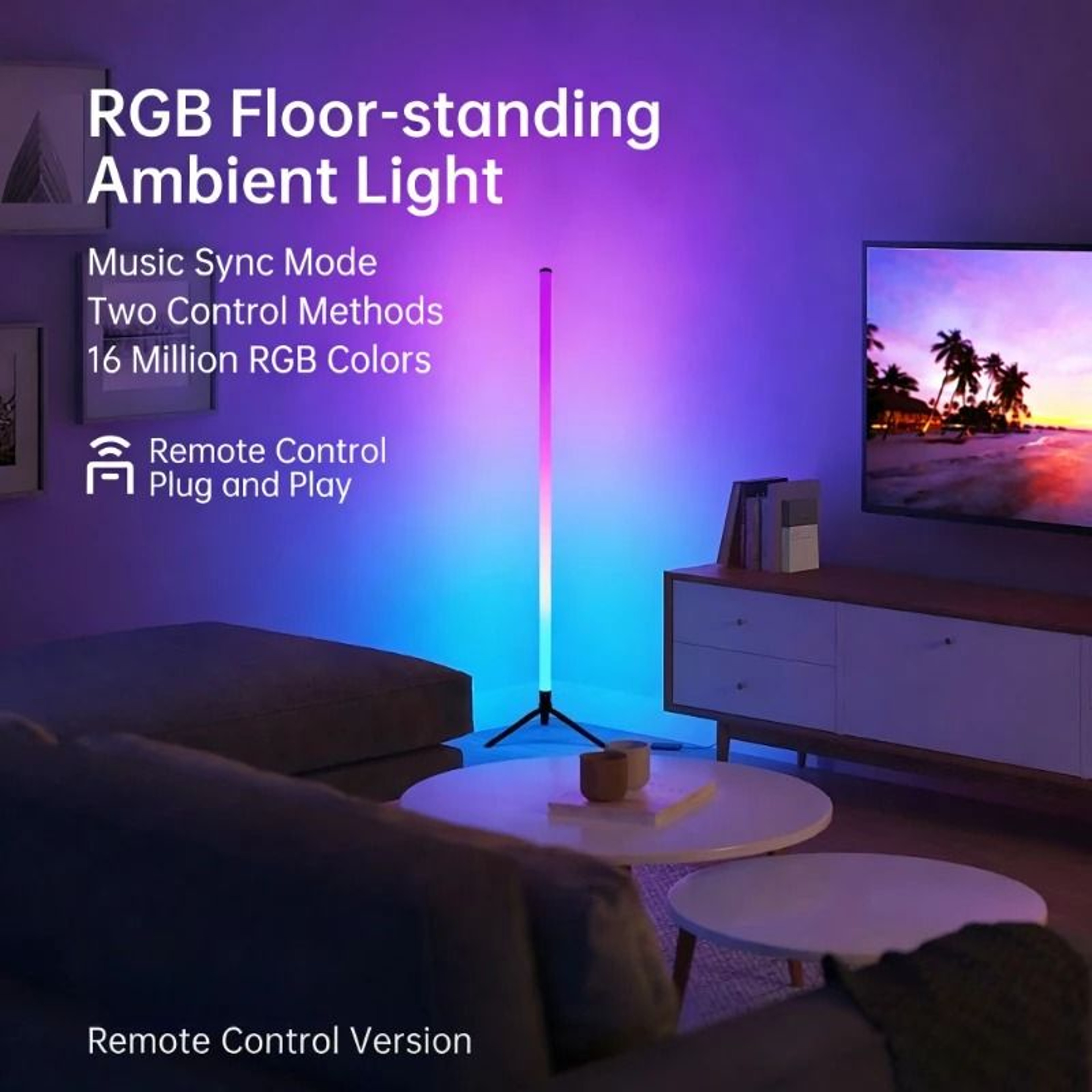 120CM Sound Reactive RGB Corner Floor Lamp 2