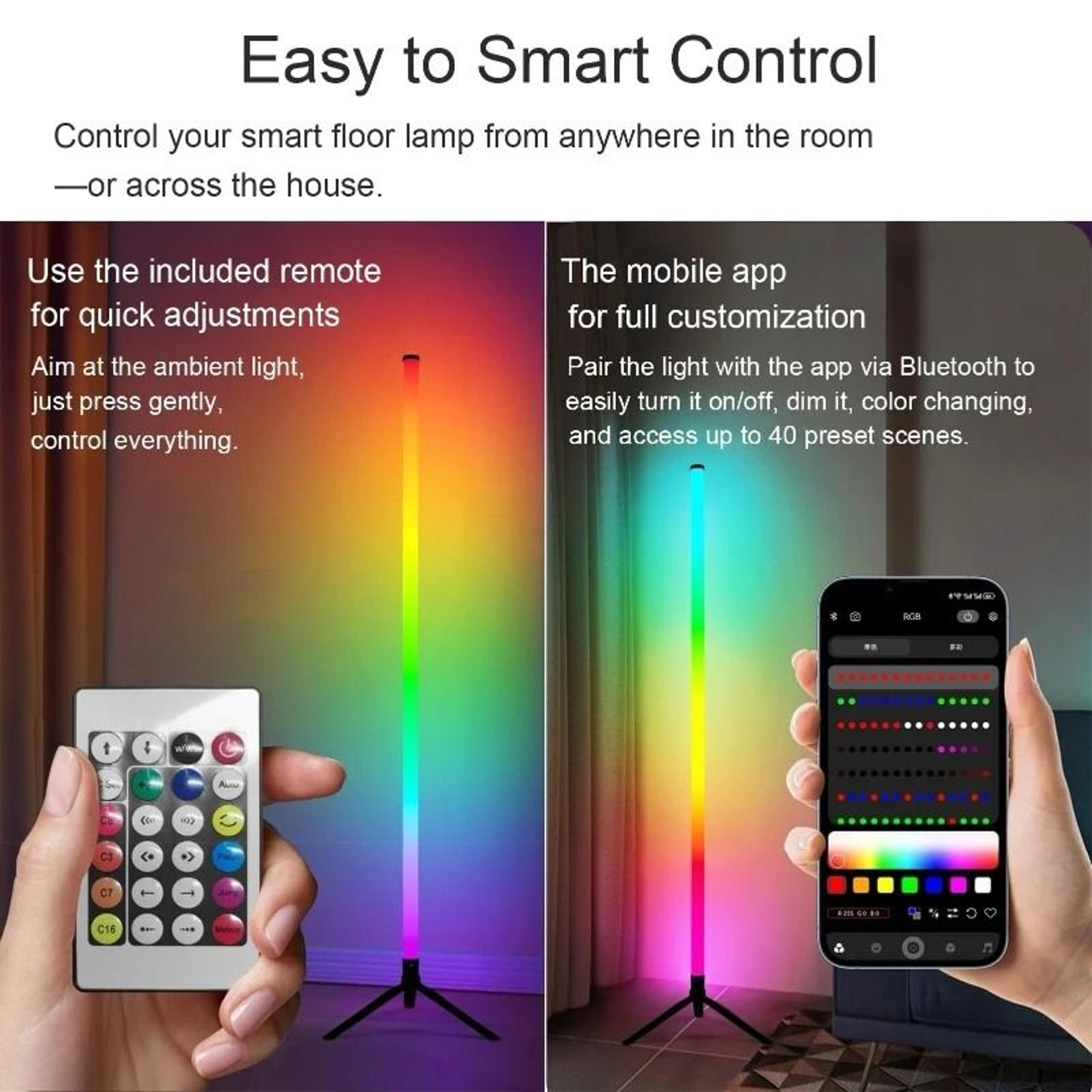 120CM Sound Reactive RGB Corner Floor Lamp 5