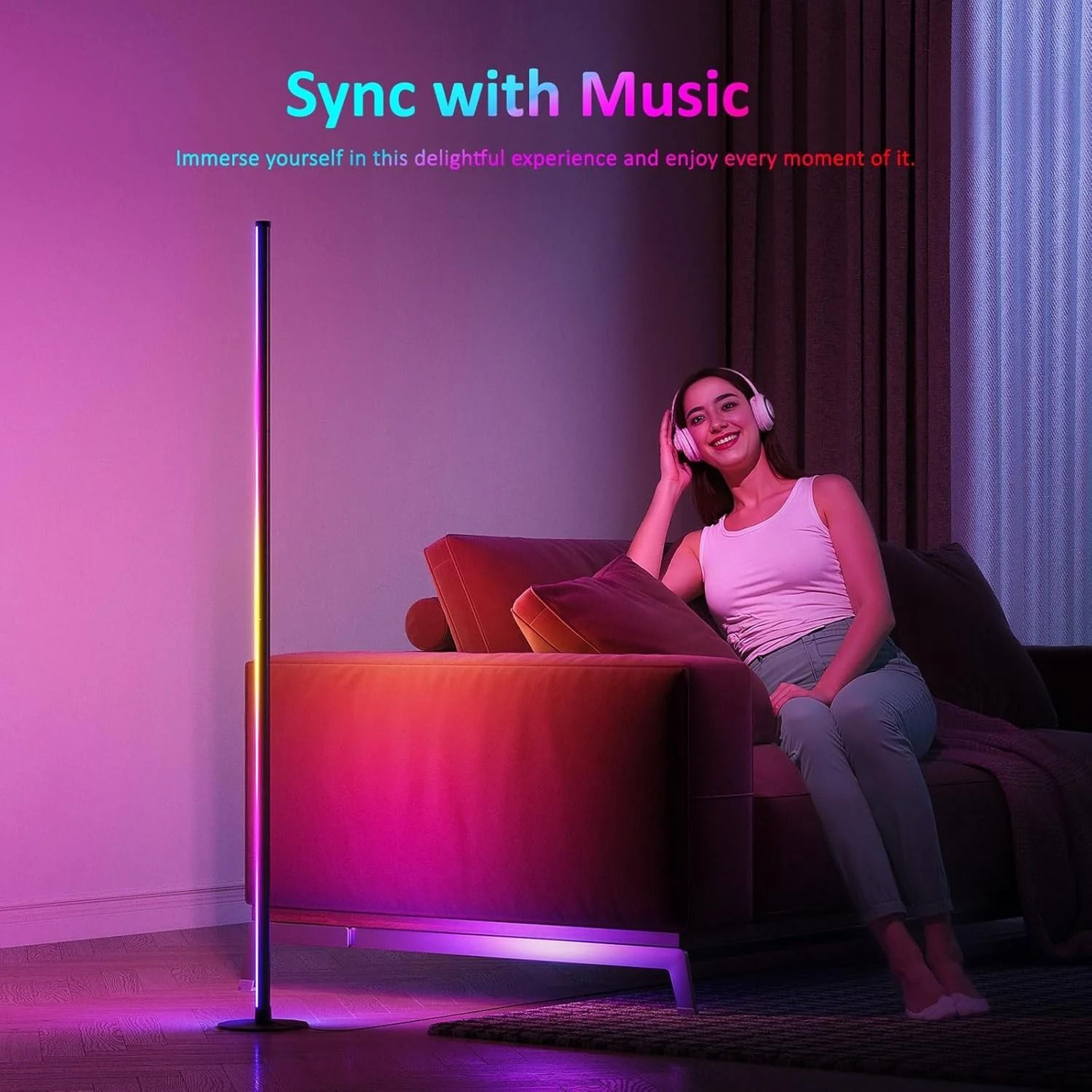 Smart RGBIC Corner Floor Lamp With App Control 1