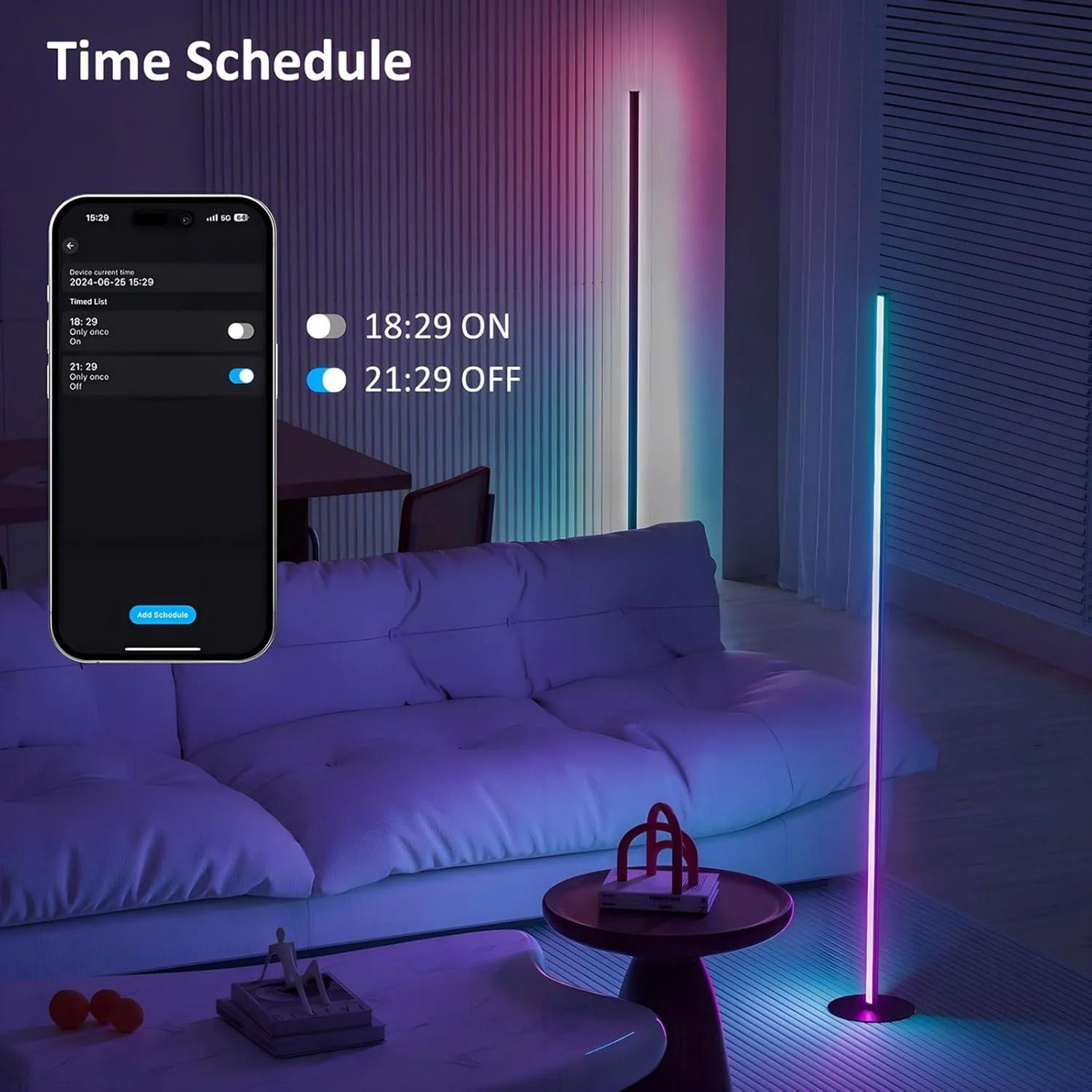 Smart RGBIC Corner Floor Lamp With App Control 4
