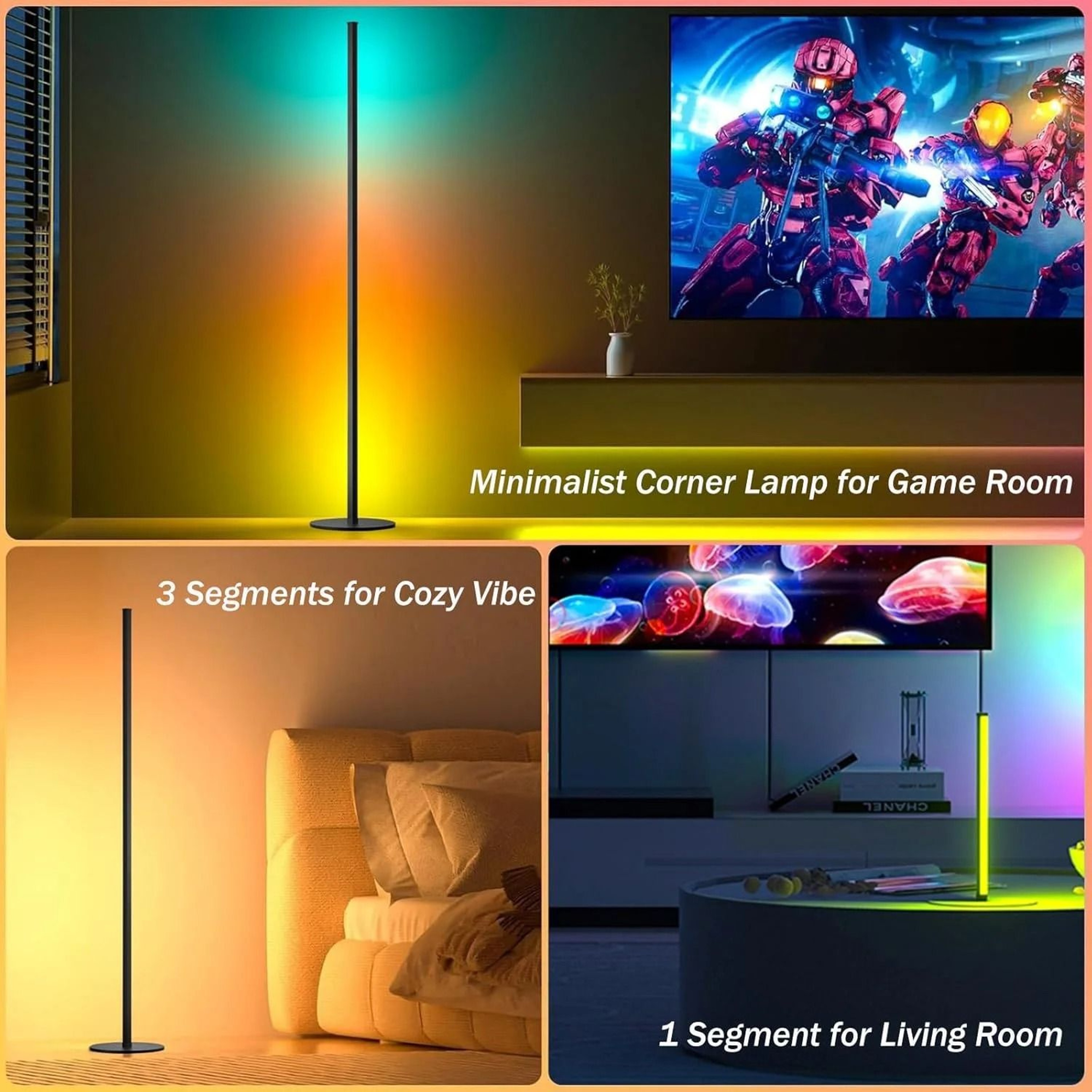 Smart RGBIC Corner Floor Lamp With App Control 5