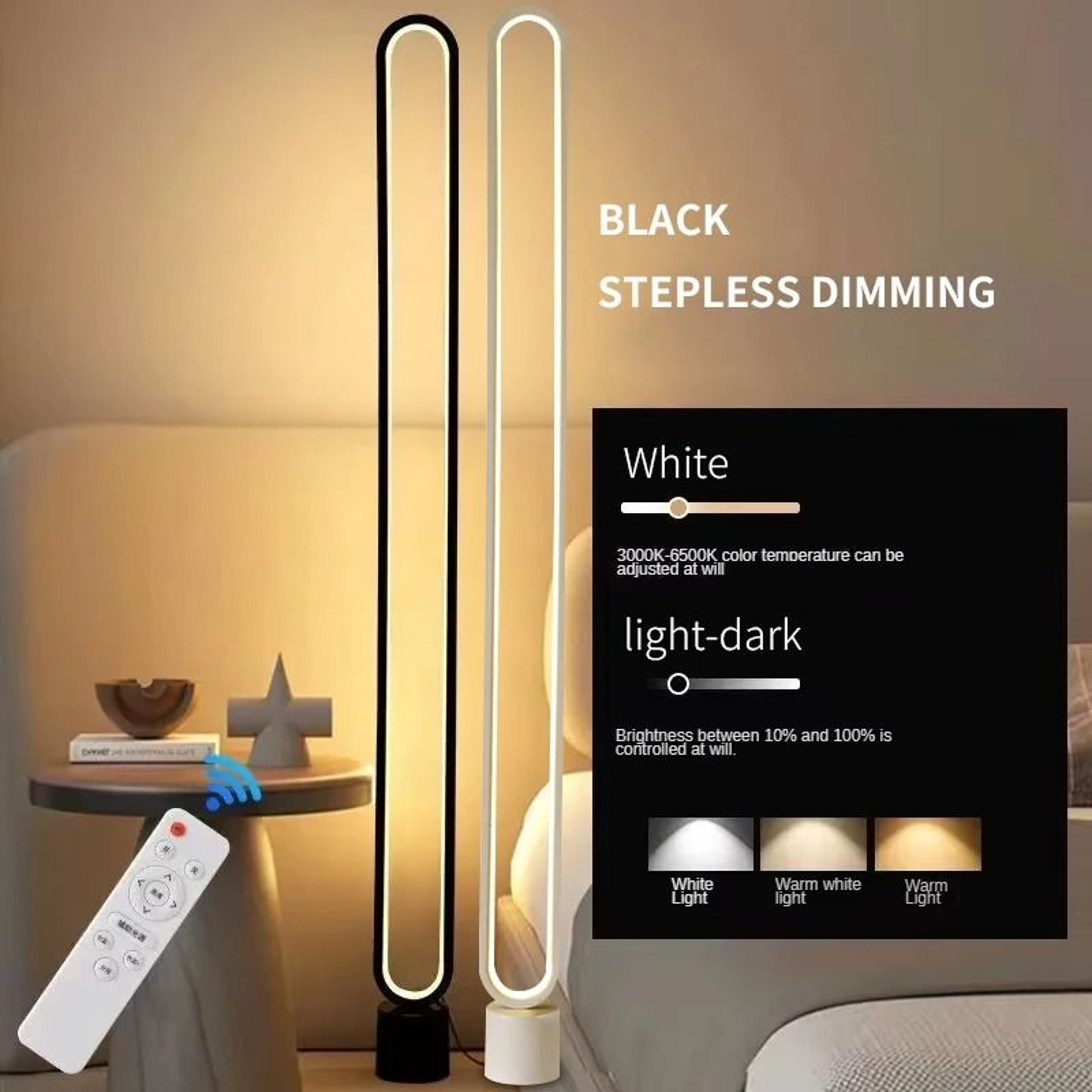Minimalist RGB LED Floor Lamp With Remote Dimming And Eye Friendly Light 12