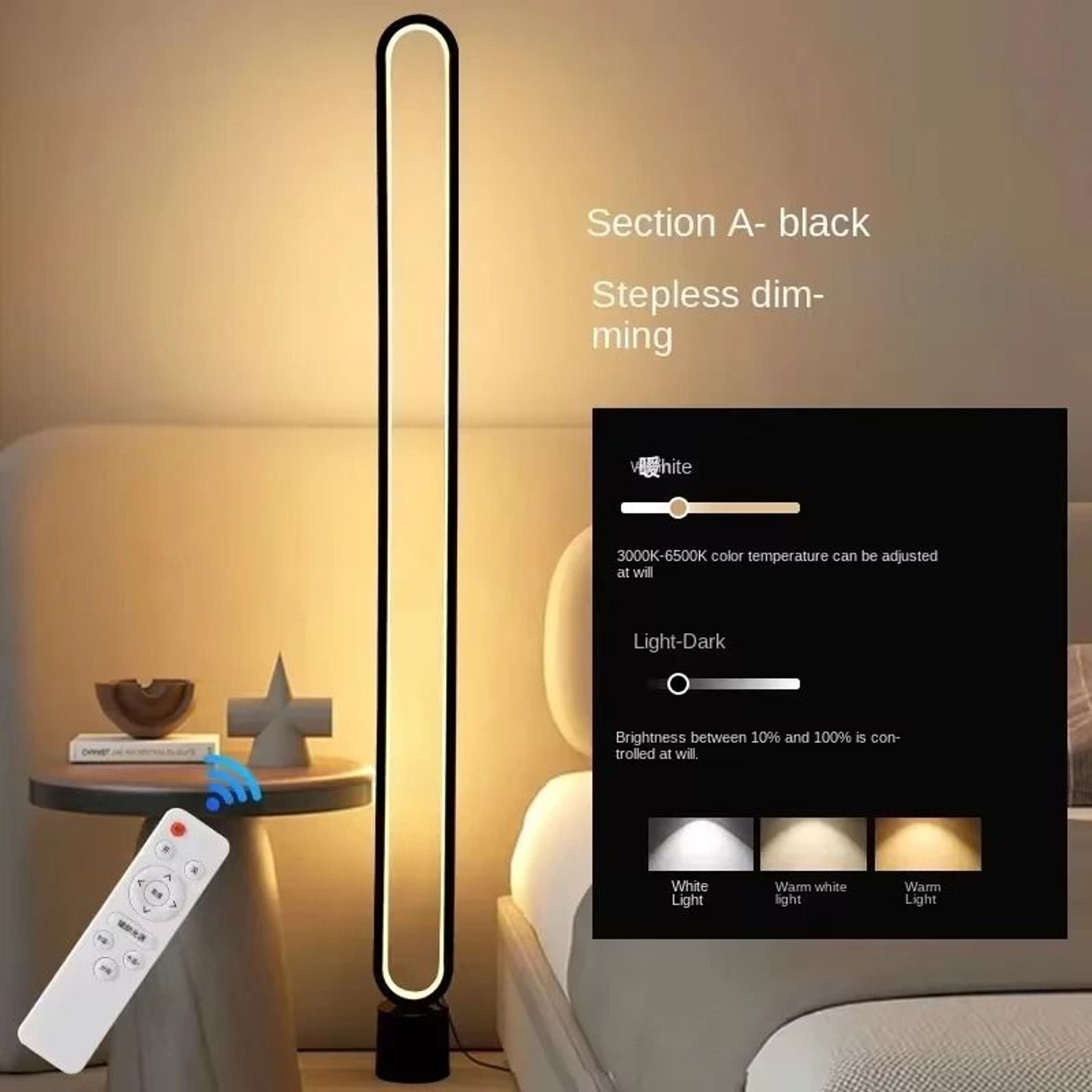 Minimalist RGB LED Floor Lamp With Remote Dimming And Eye Friendly Light 4