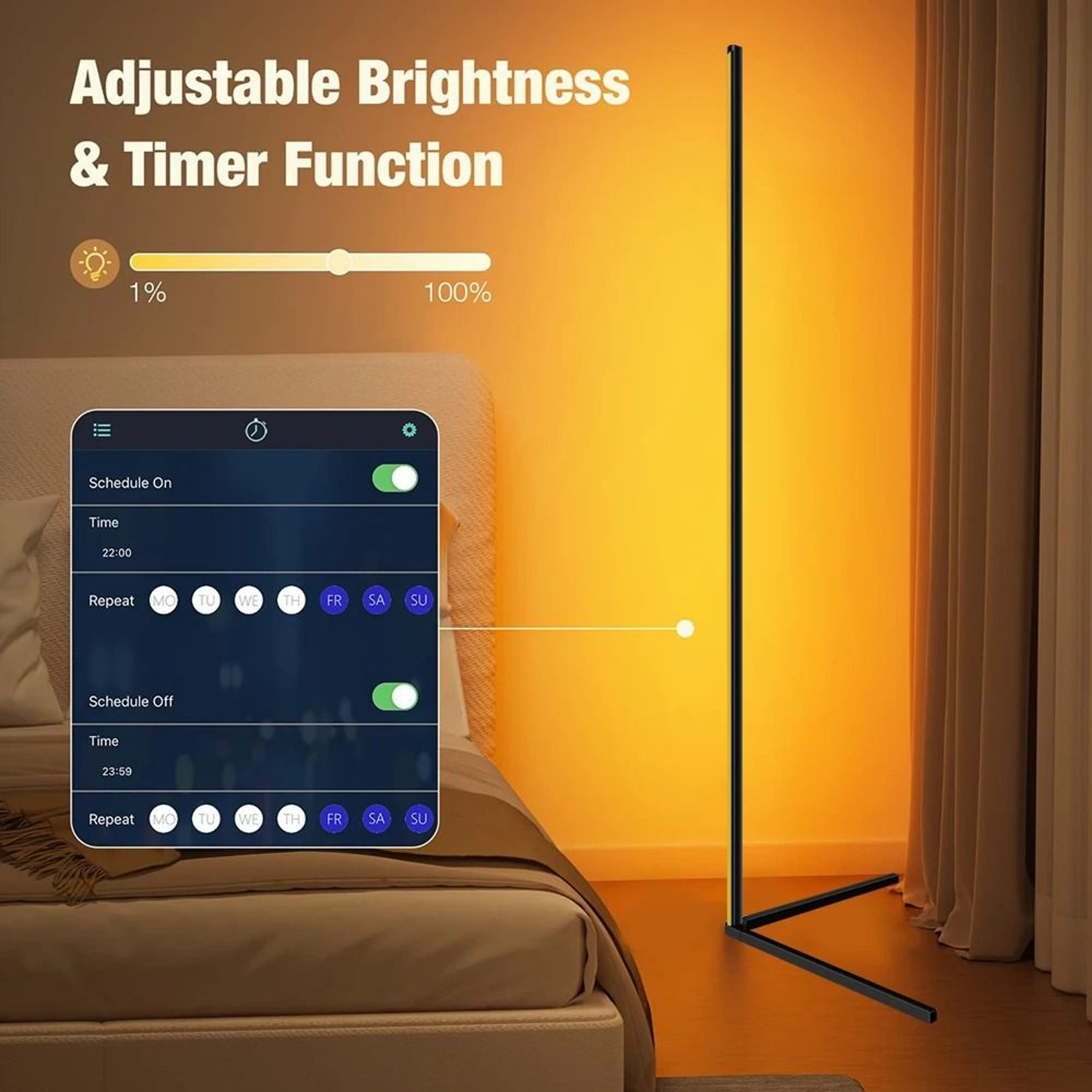 Smart RGB Corner Floor Lamp With App Control For Relaxing Nordic Ambience 8