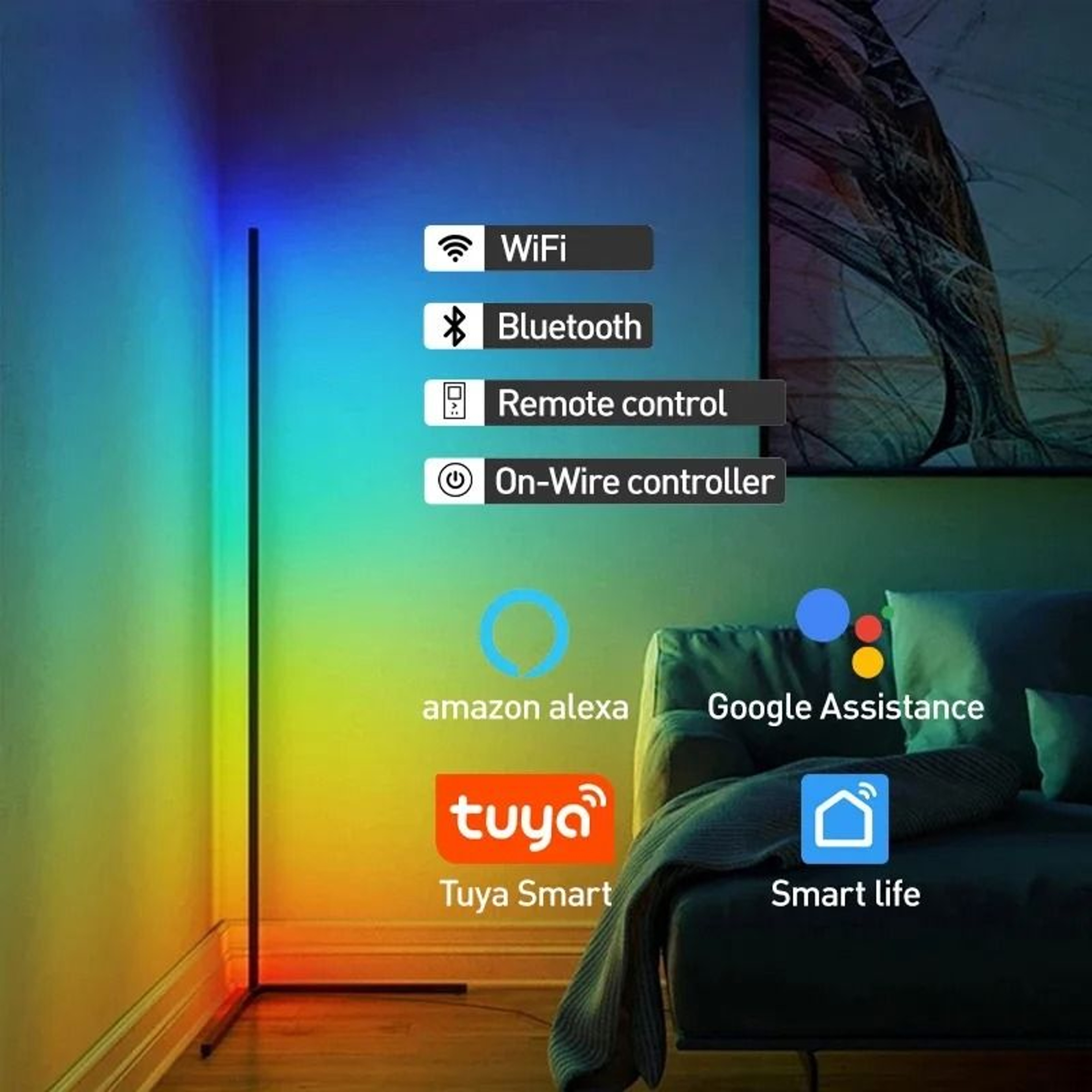 Smart RGB Corner Floor Lamp Pair With App And Remote Control 9
