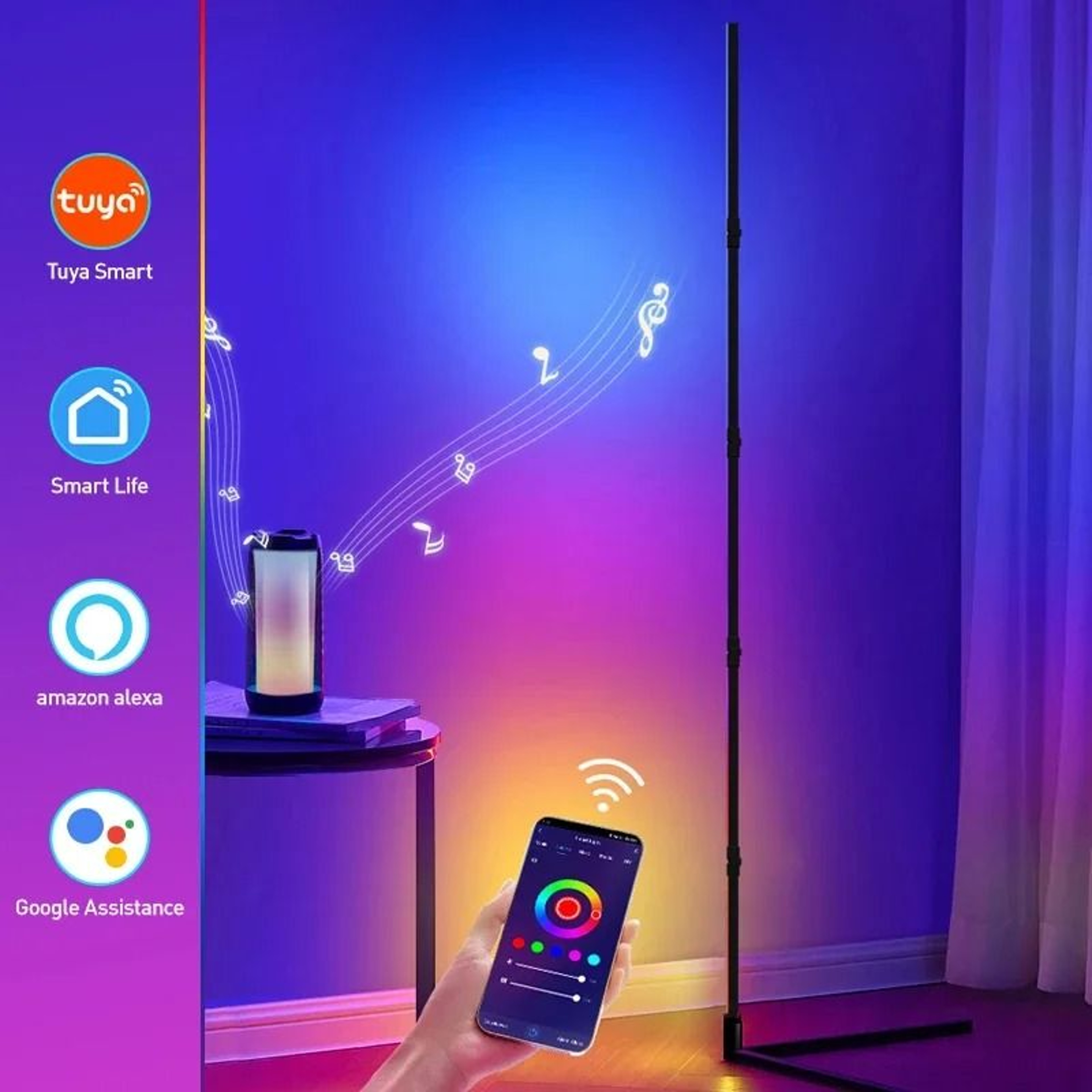 AuraGlow 180CM Smart RGB Corner Floor Lamp 5