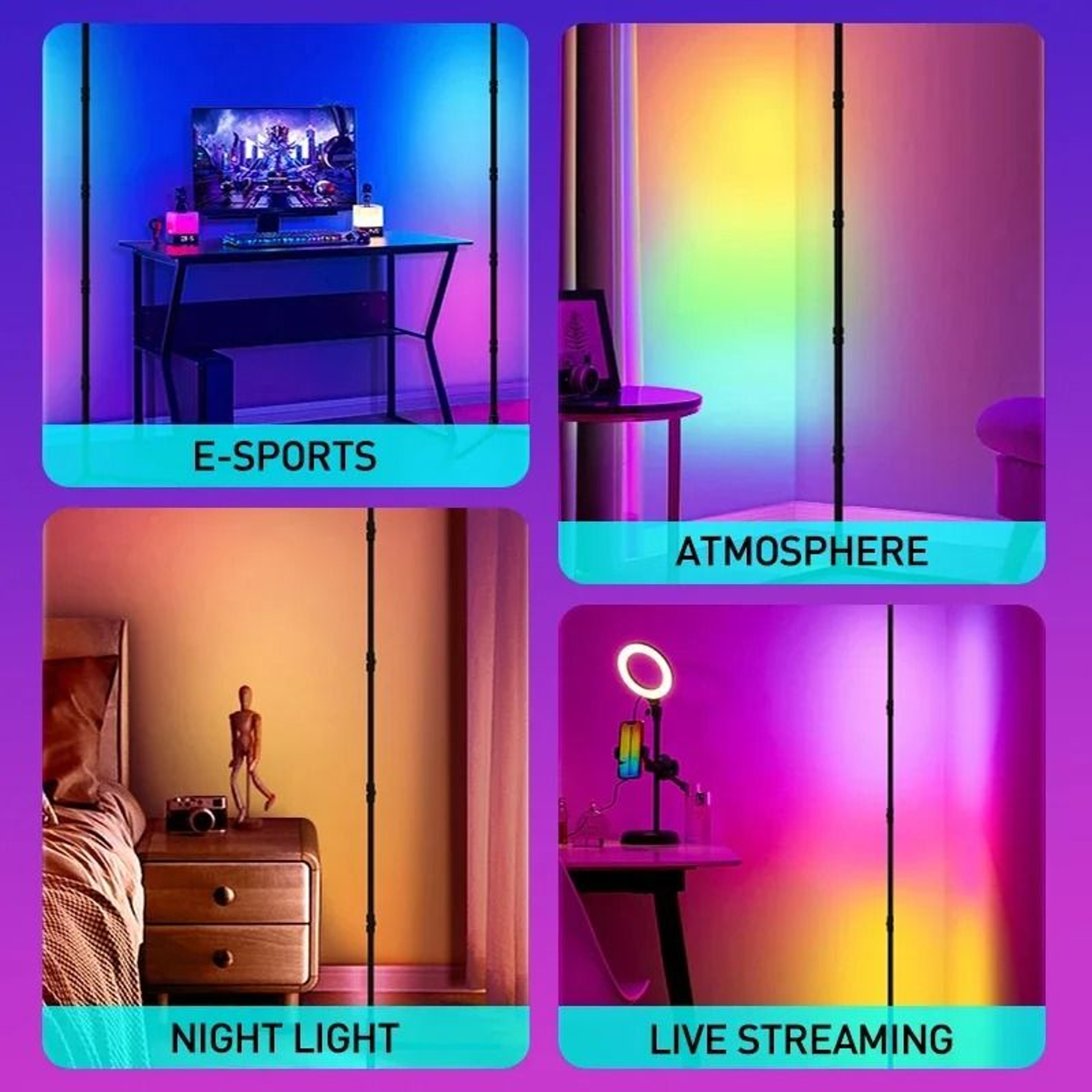 AuraGlow 180CM Smart RGB Corner Floor Lamp 6