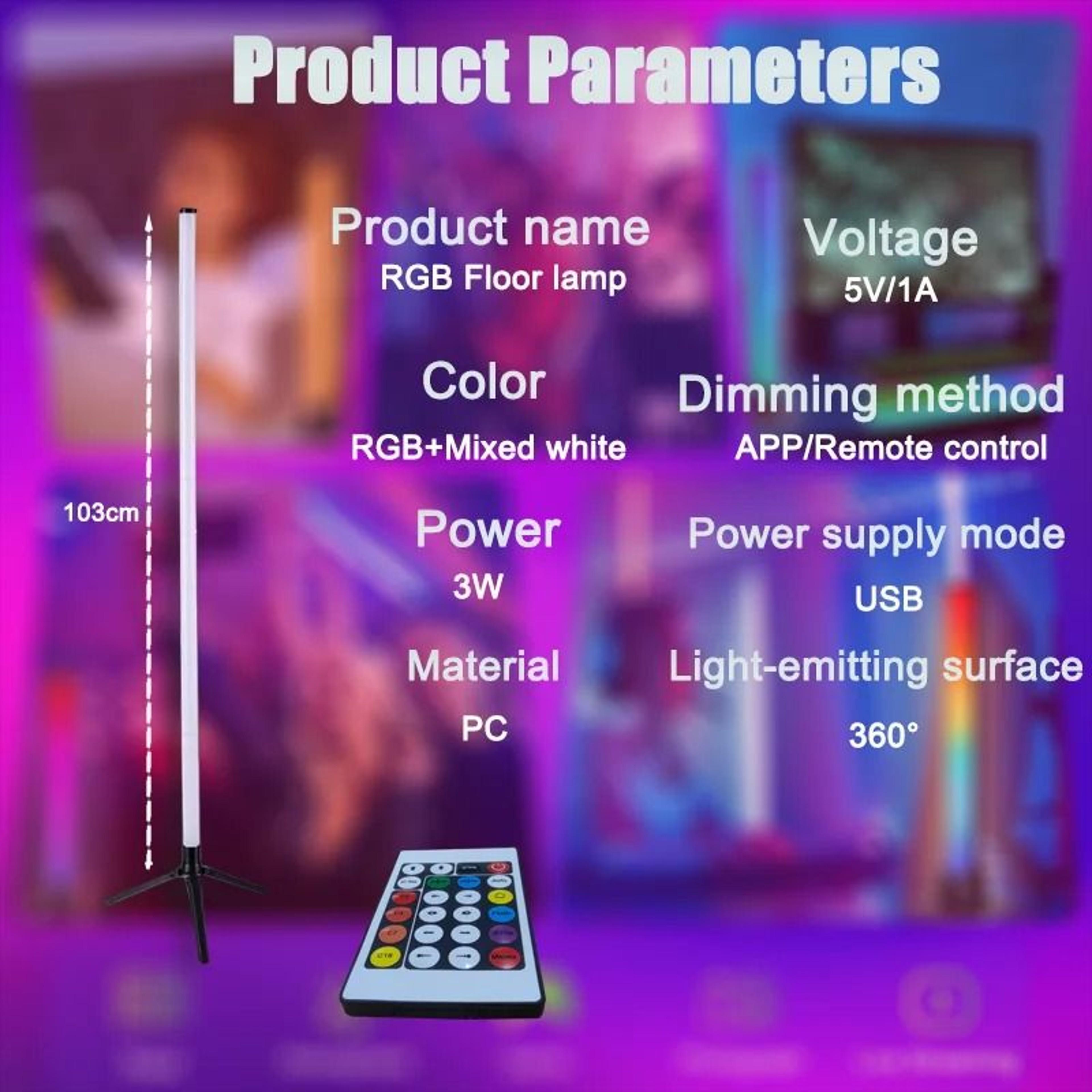 LumiVibe 103CM Smart RGB Corner Floor Lamp 3
