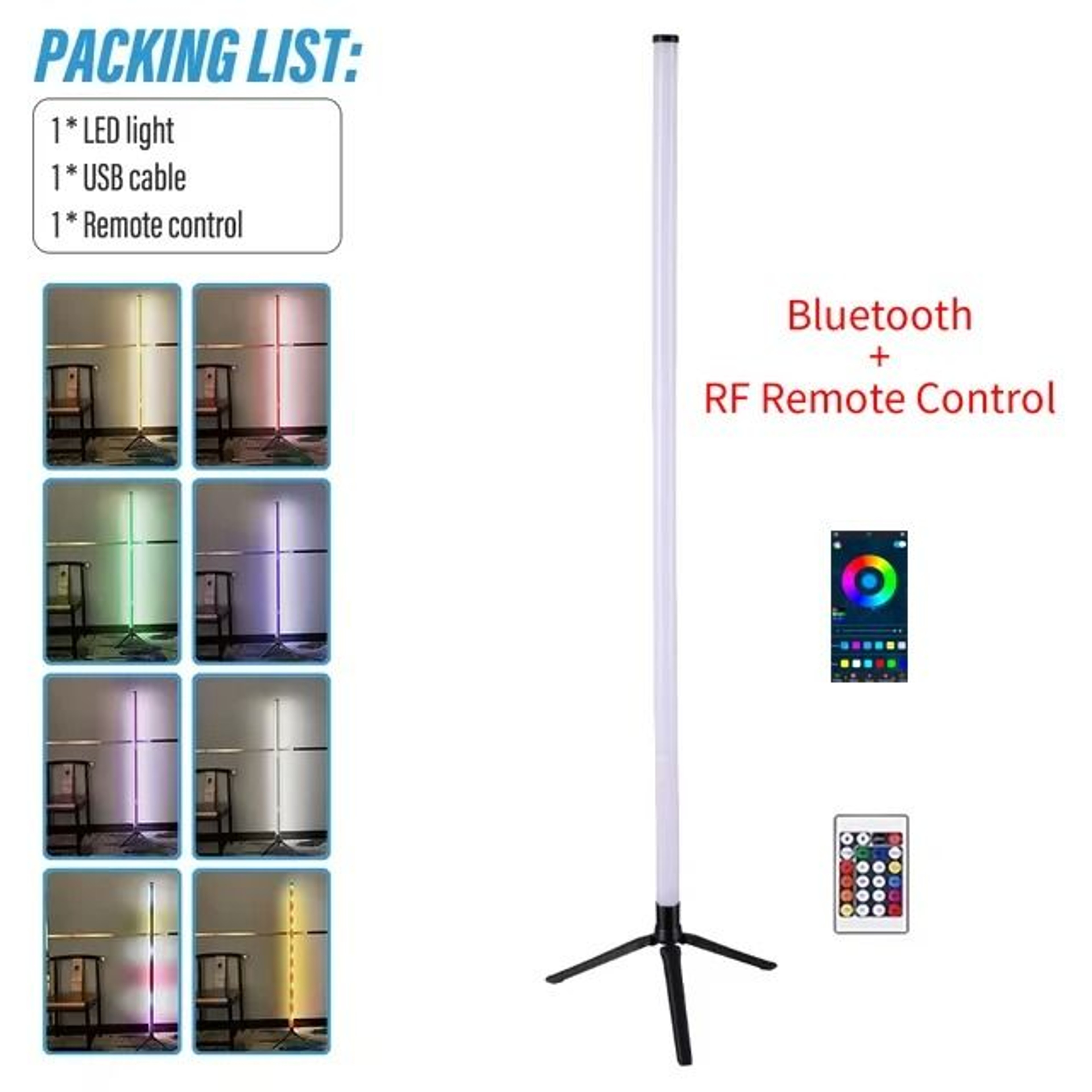 LumiTone Smart RGB Warm Cool White USB Corner Floor Lamp Lighting 2