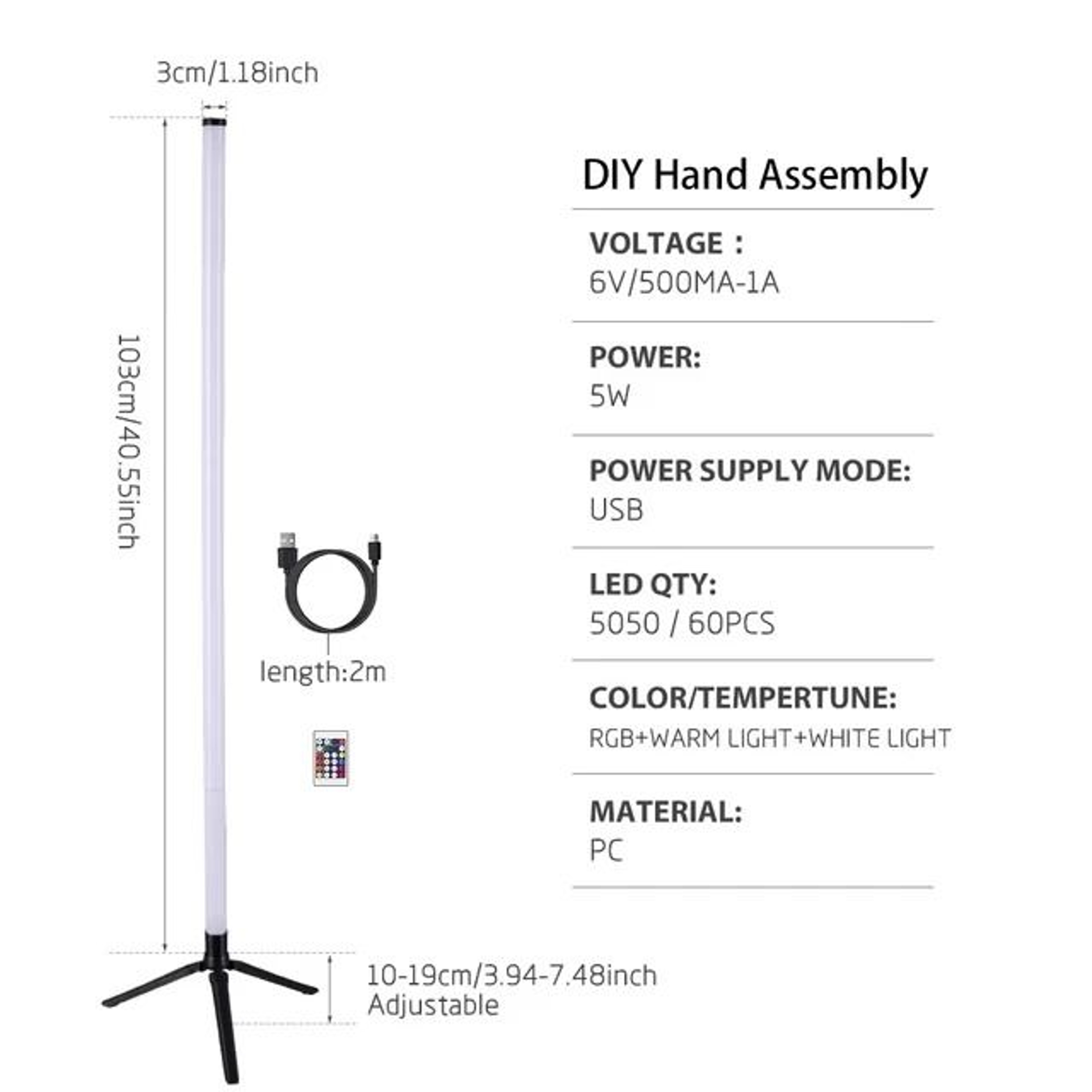 LumiTone Smart RGB Warm Cool White USB Corner Floor Lamp Lighting 7