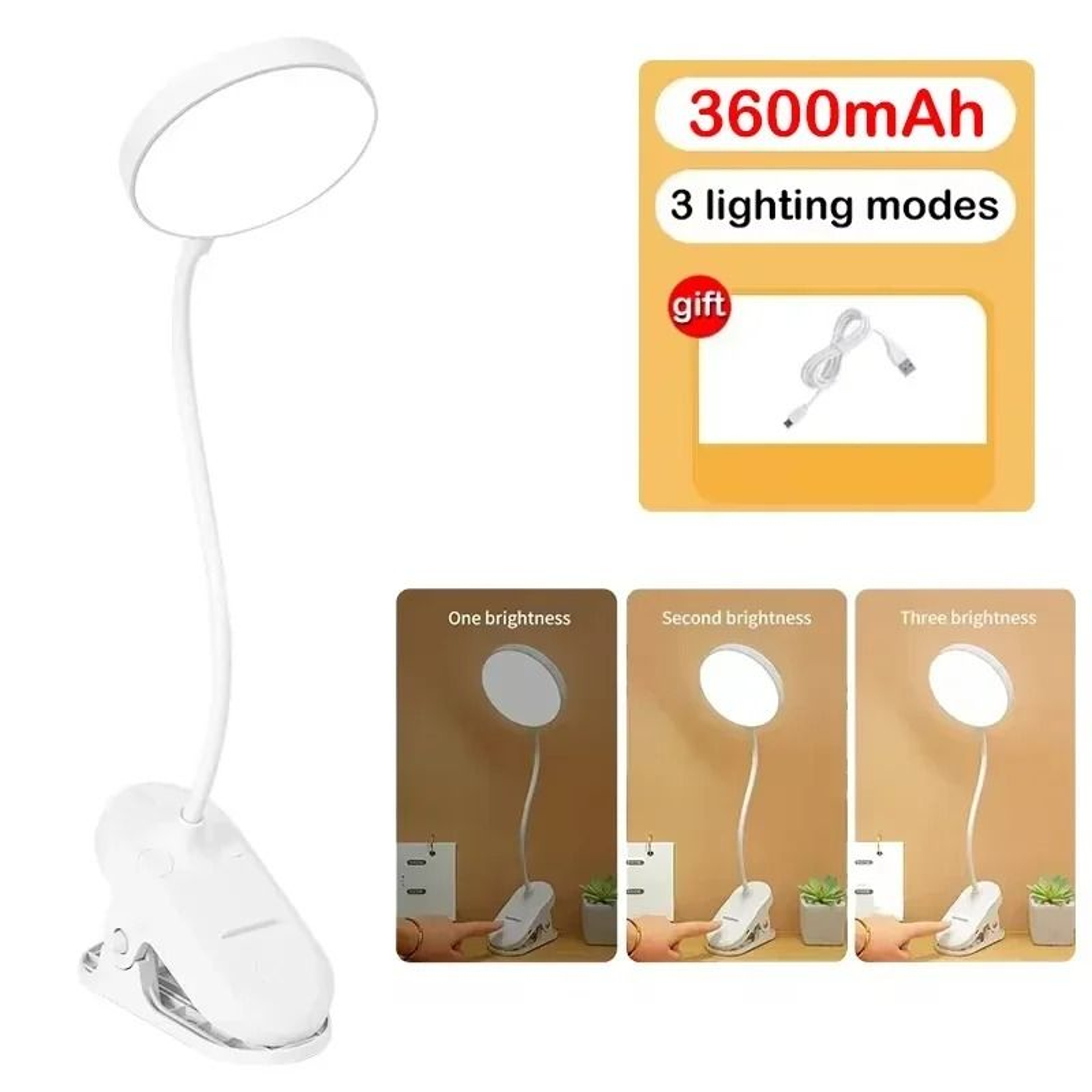LumiFlex Rechargeable Folding Clamp Desk Lamp With Touch Dimming Reading Light 1