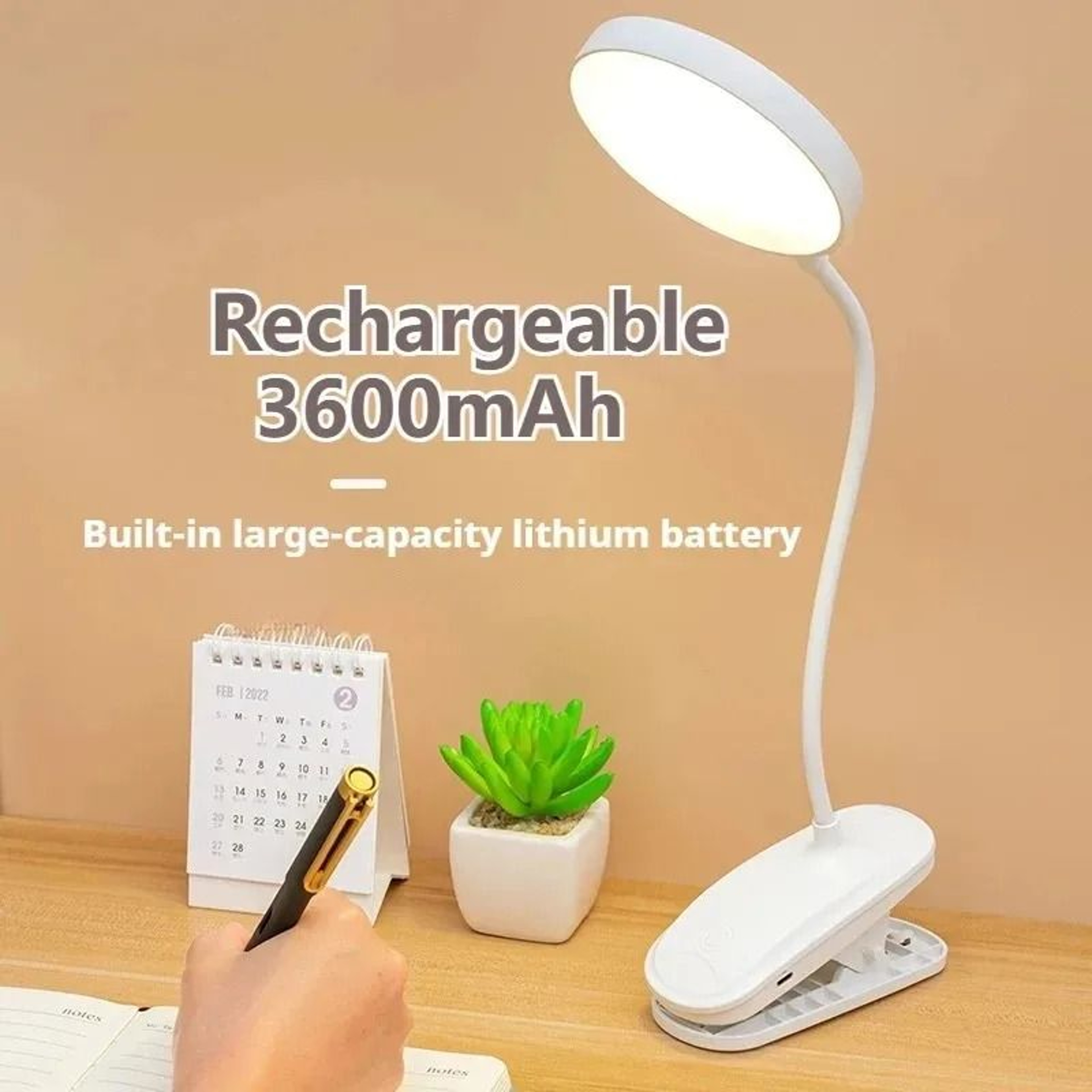 LumiFlex Rechargeable Folding Clamp Desk Lamp With Touch Dimming Reading Light 6