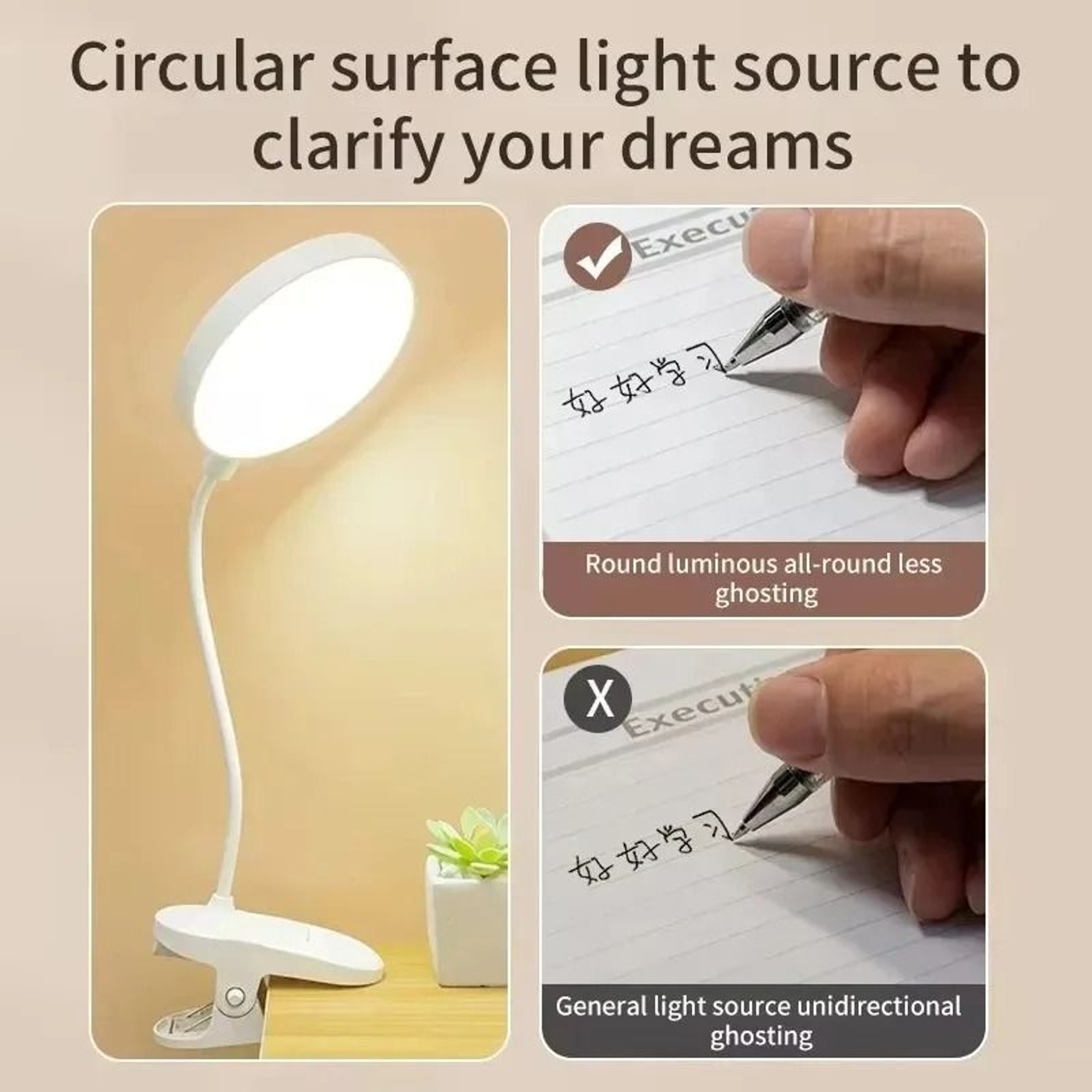 LumiFlex Rechargeable Folding Clamp Desk Lamp With Touch Dimming Reading Light 7