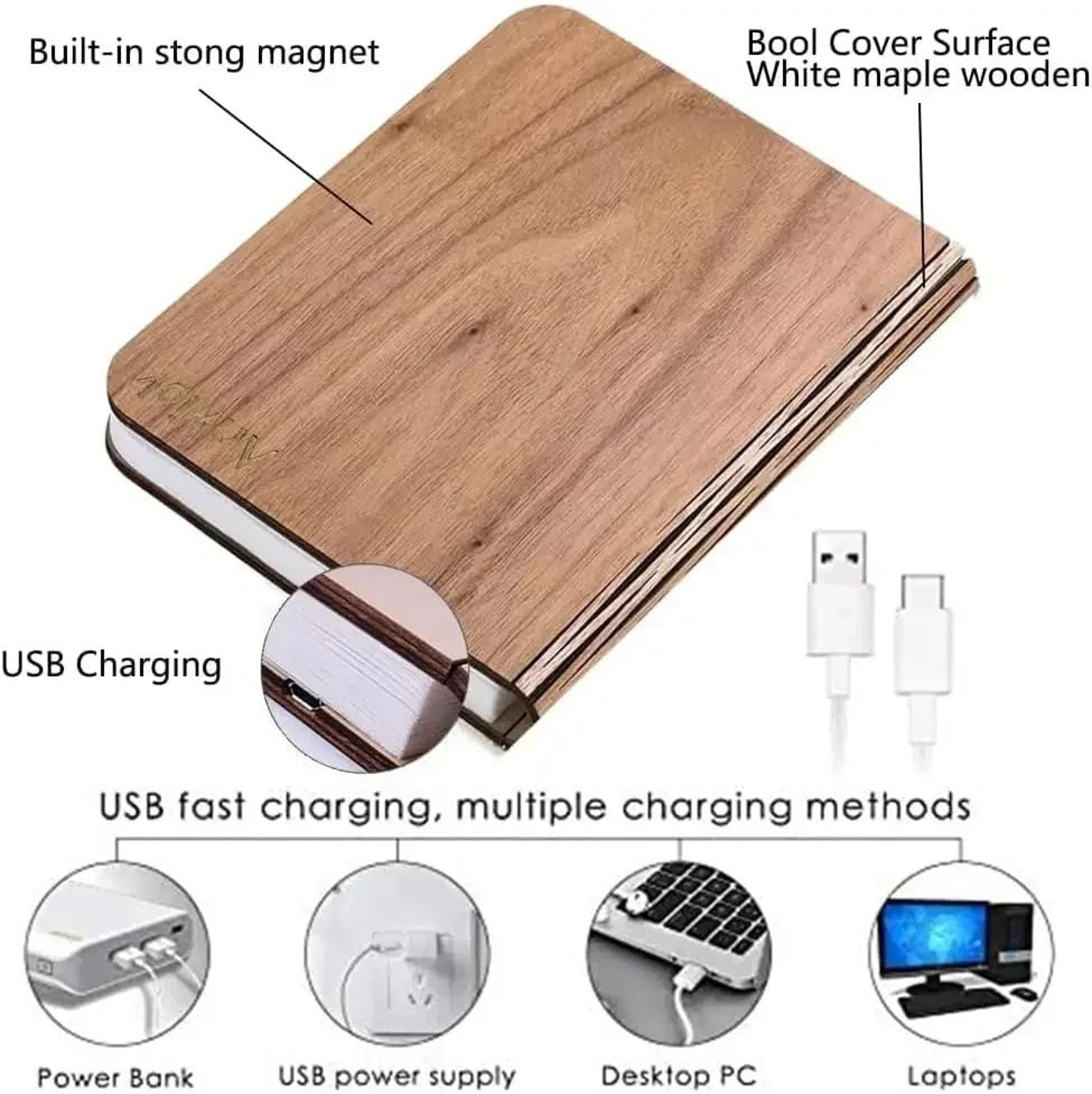 Rechargeable Foldable Book Lamp With Magnetic Design And Three Light Colors 9