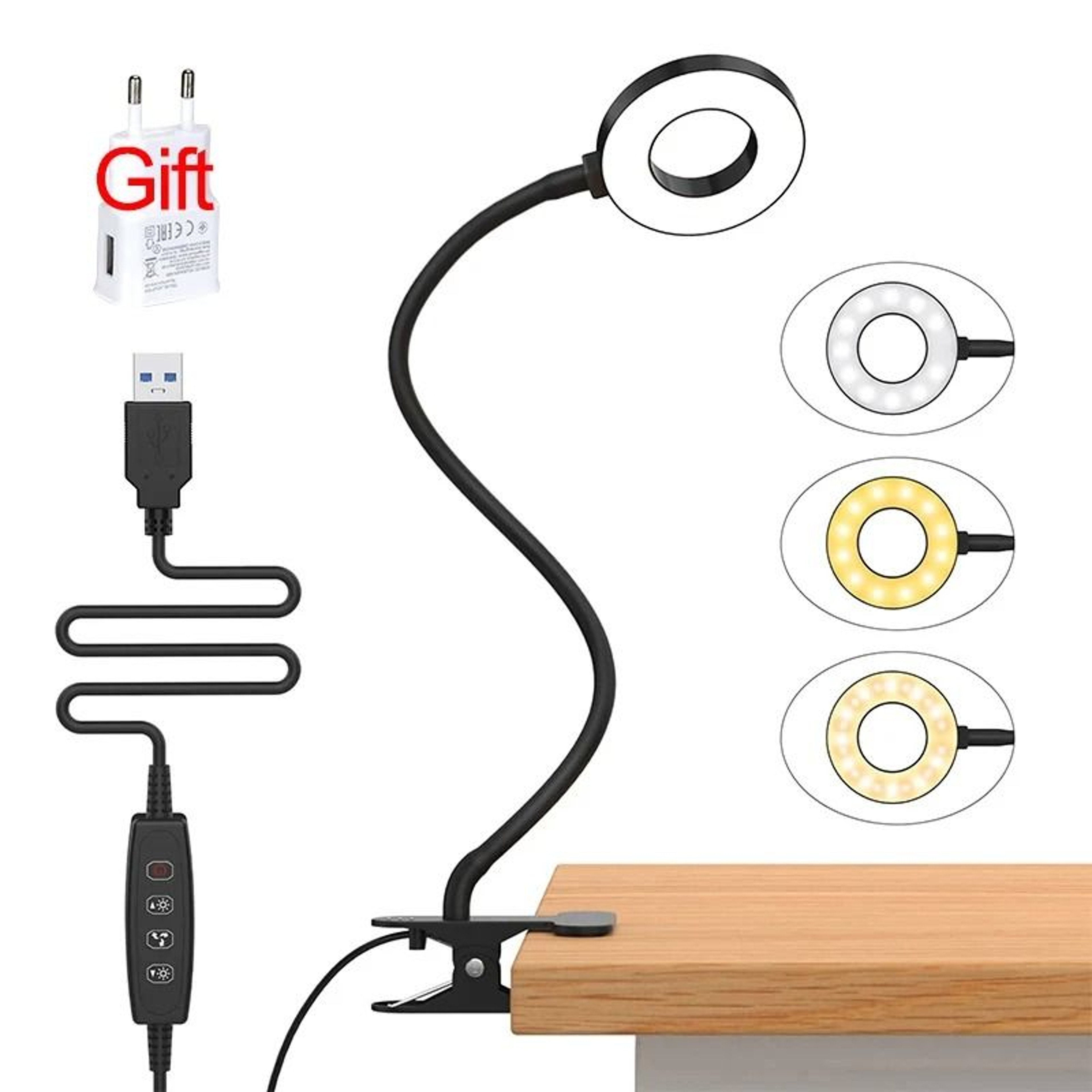 Rechargeable Clip On Gooseneck Desk Lamp For Reading And Plant Care 2