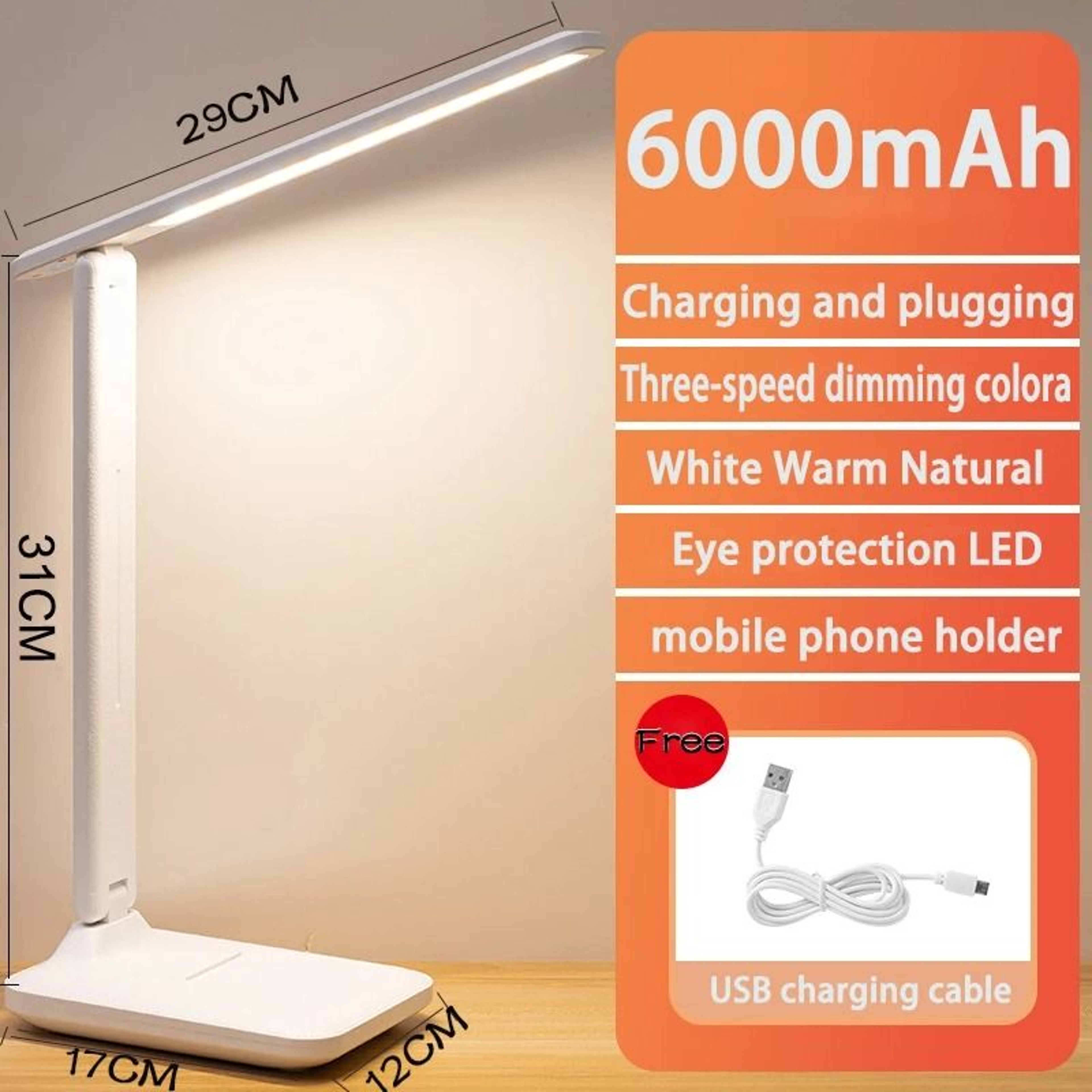 Rechargeable Touch Desk Lamp With Dimmable Eye Comfort Reading Light Design 3