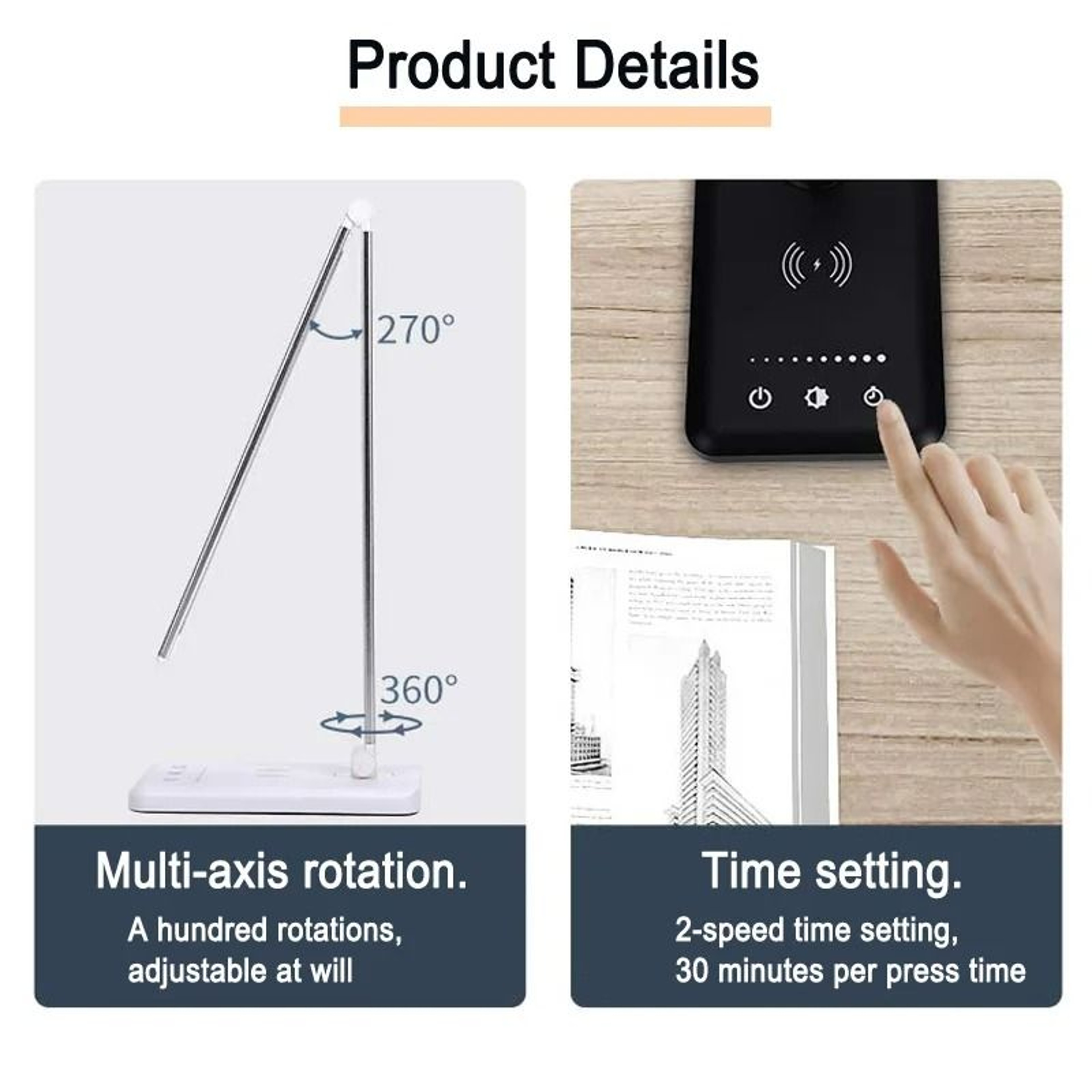 Rechargeable Folding Touch Desk Lamp For Portable Study Work And Reading 2