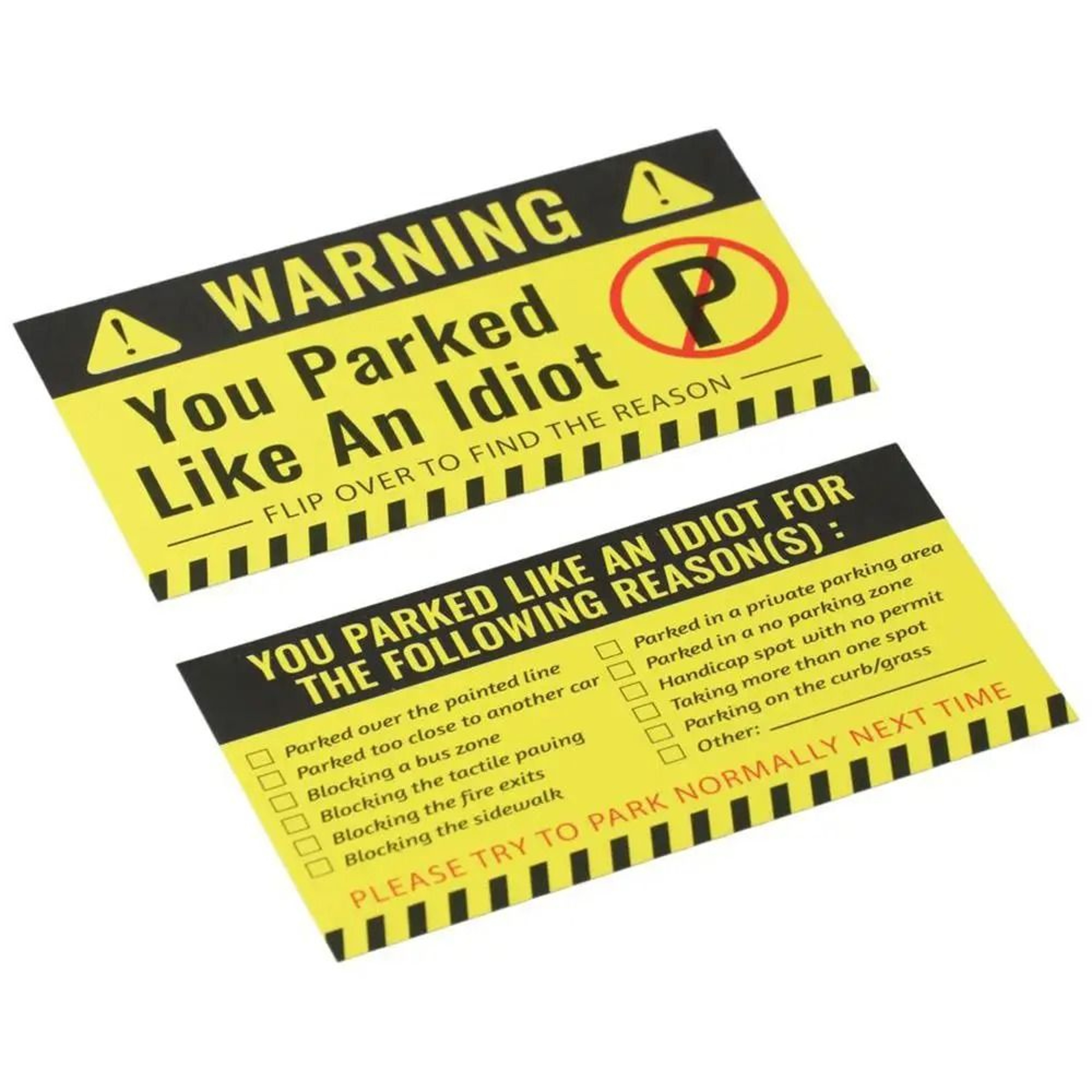 One Hundred Funny Bad Parking Violation Reminder Cards With Reasons 2