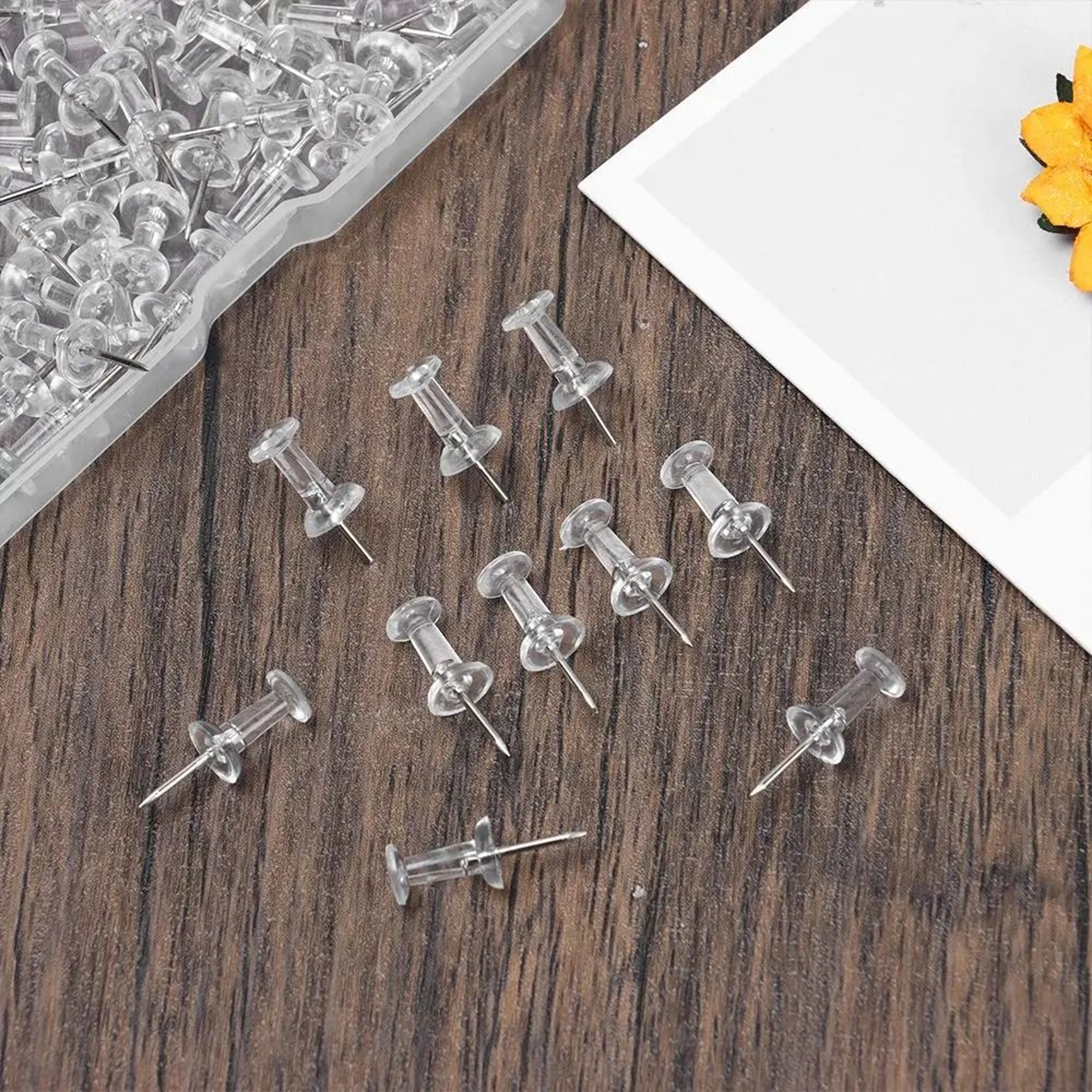 100 Piece Clear Push Pins For Office School And Cork Boards 0