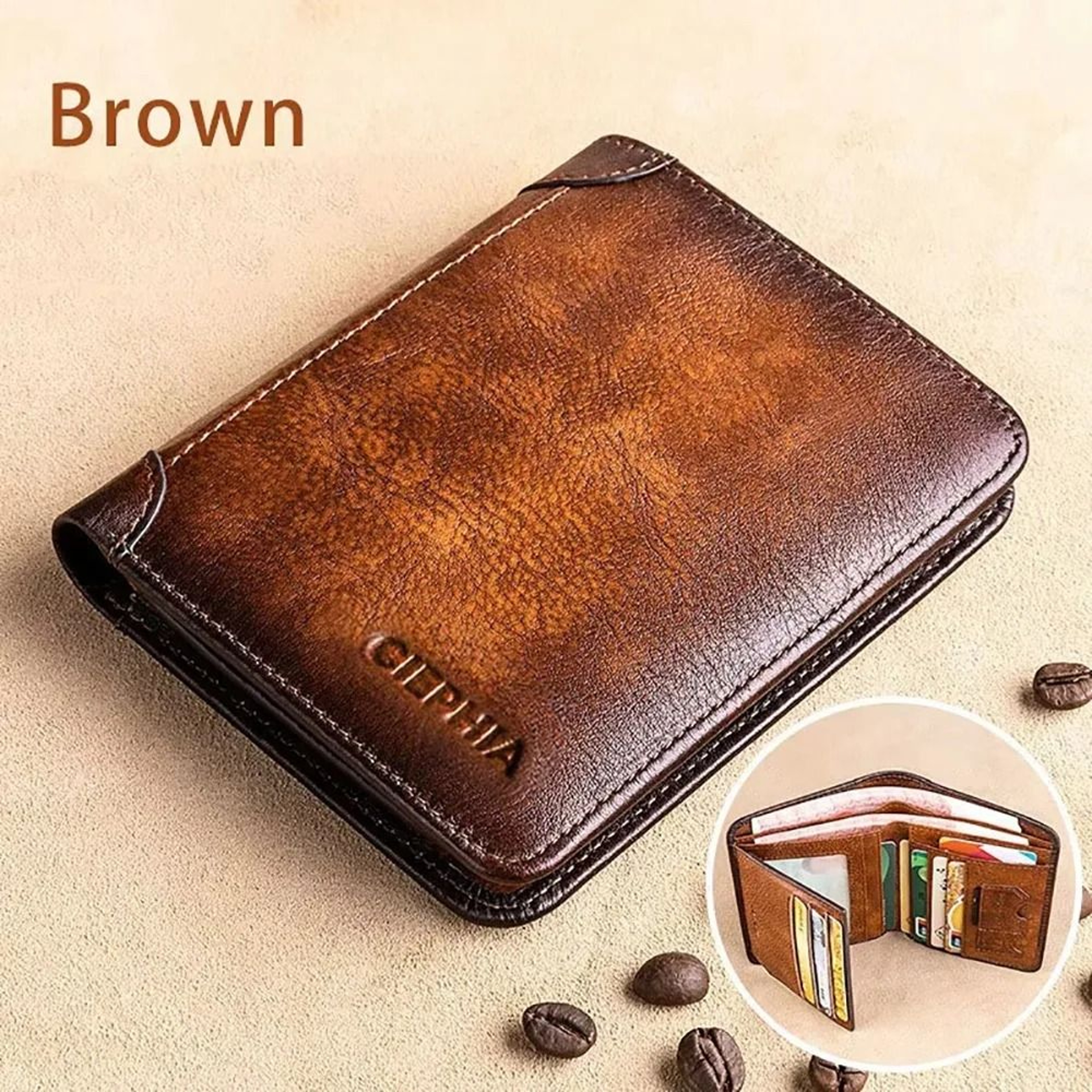 Vintage Mens RFID Blocking Trifold Wallet 1