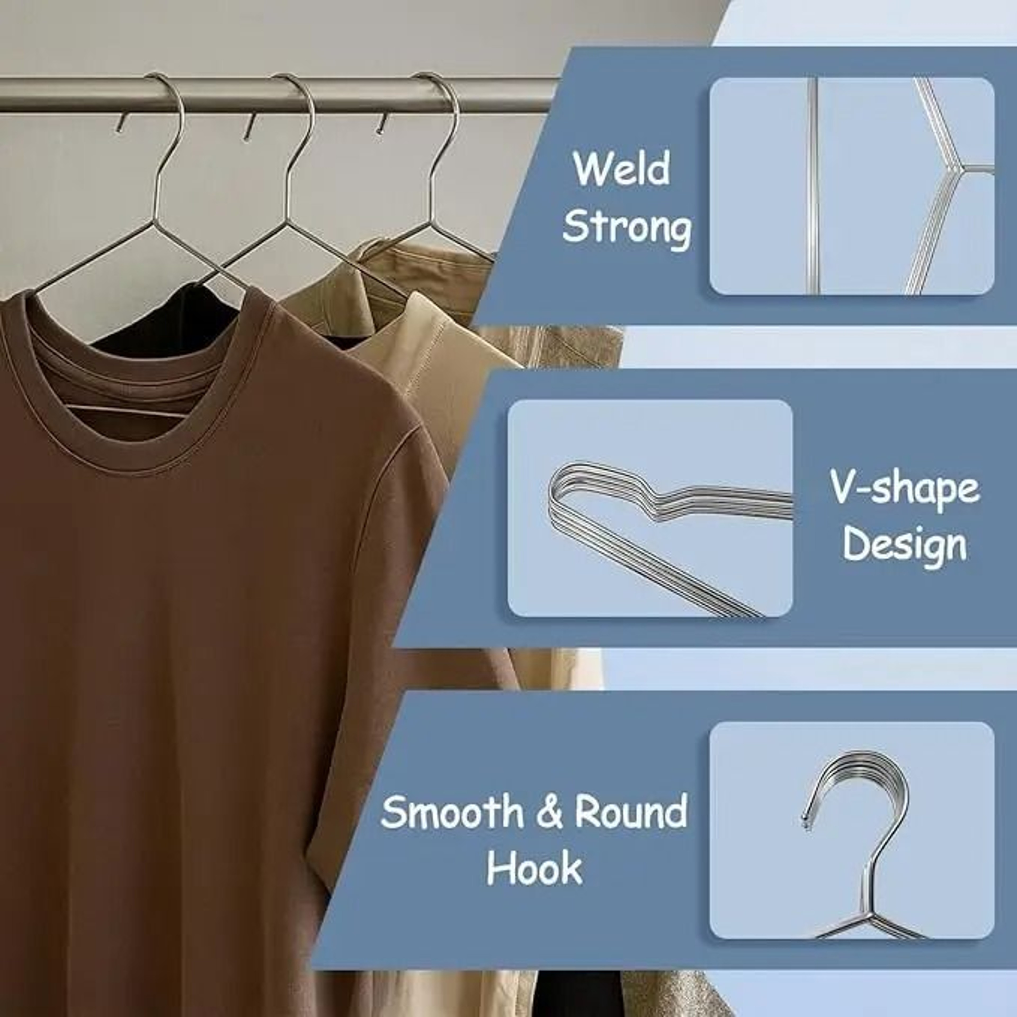 Ultra Thin Stainless Steel Clothes Hangers For Space Saving Wardrobes 6