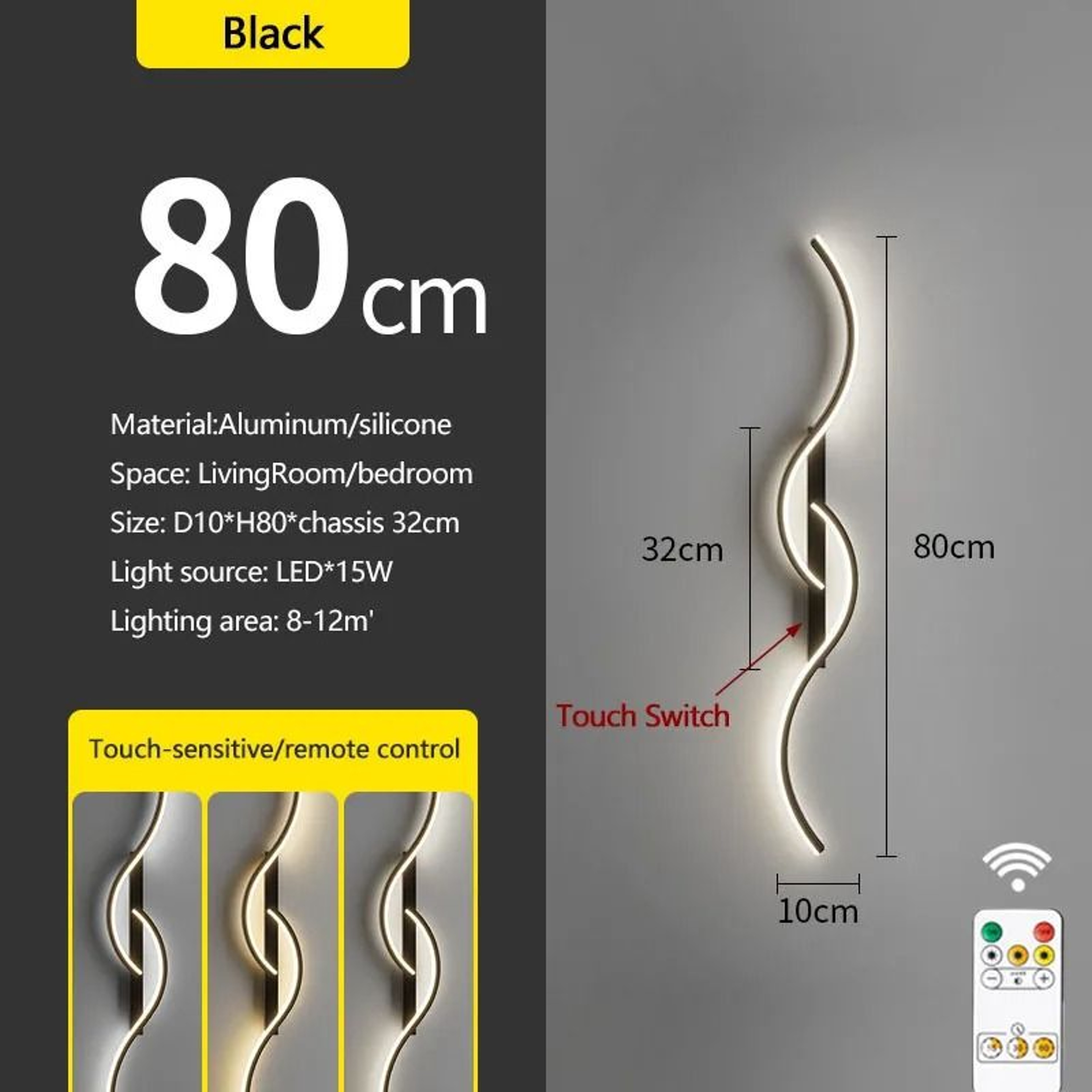 Rechargeable 60CM 80CM LED Wall Sconce With Remote Control 2