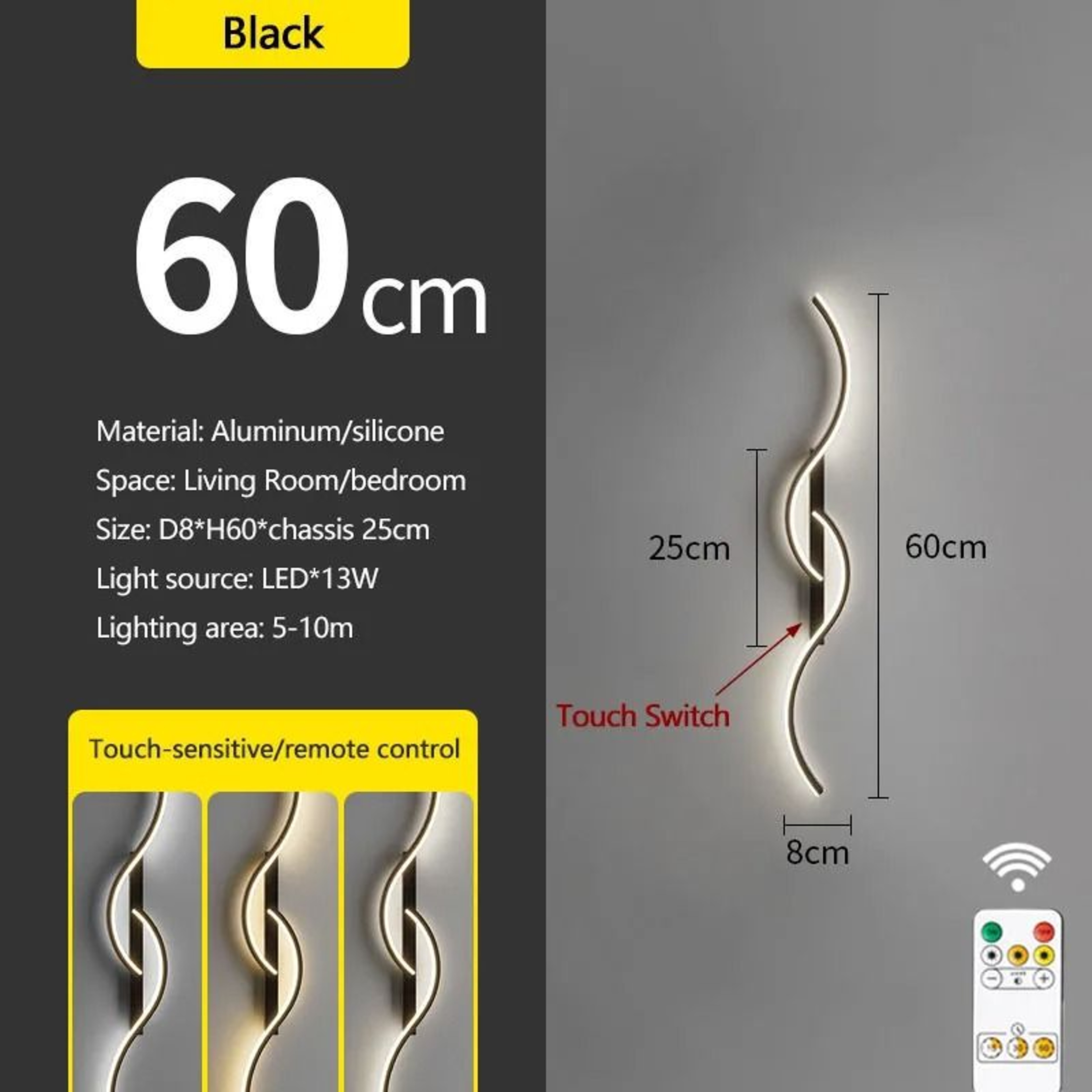 Rechargeable 60CM 80CM LED Wall Sconce With Remote Control 1