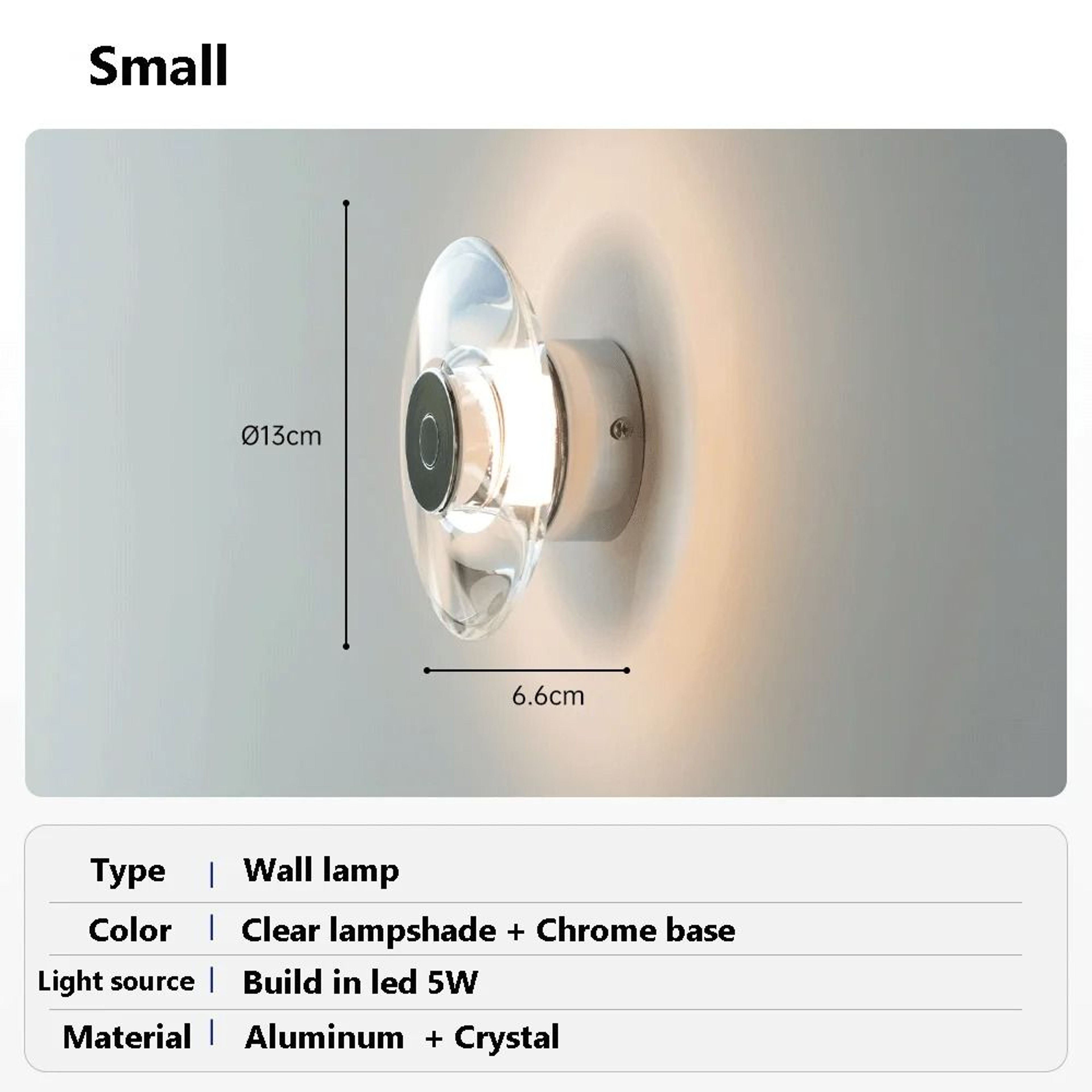 Modern Round Crystal LED Wall Sconce 1