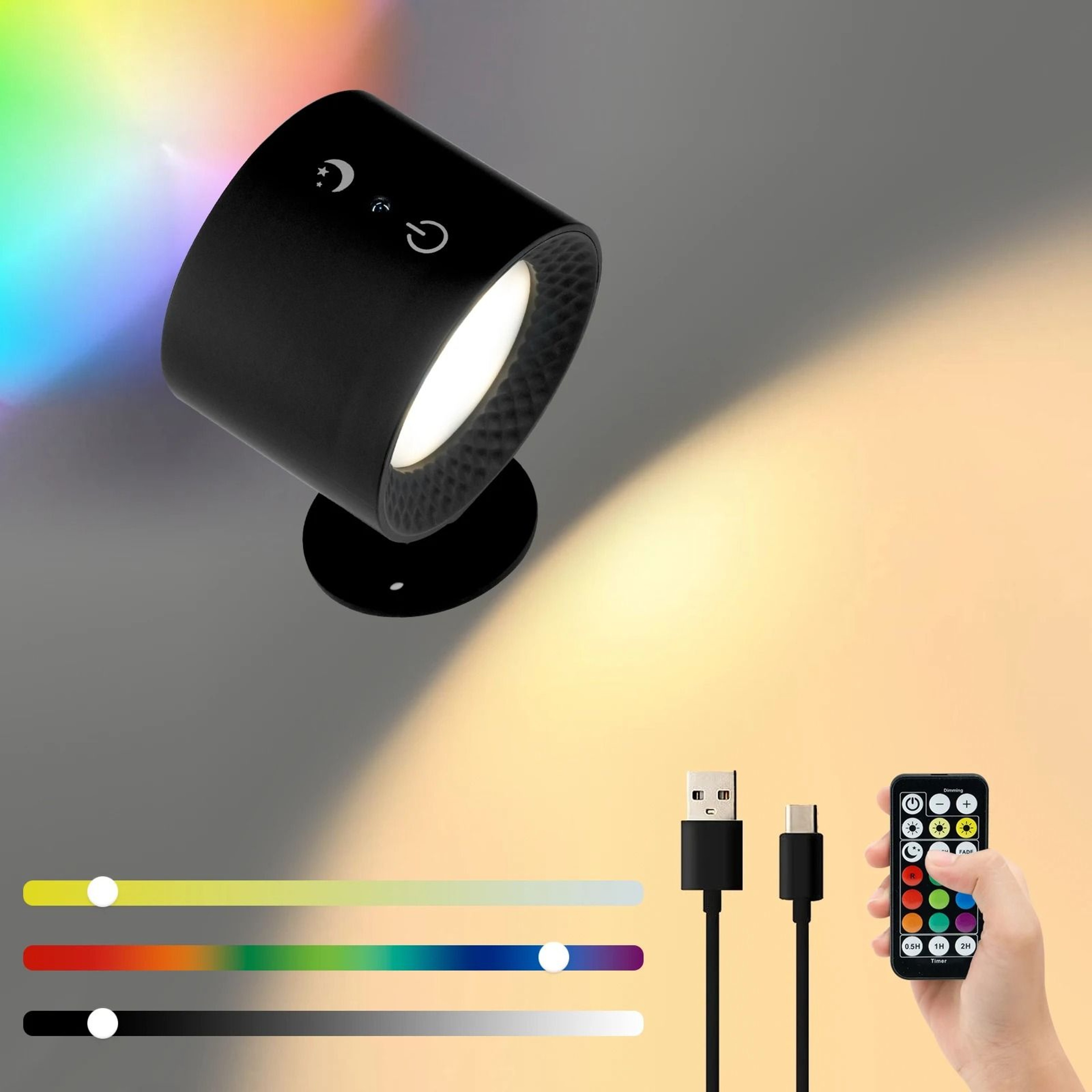 Rechargeable RGB Wall Lamp With Remote And Touch Control 7