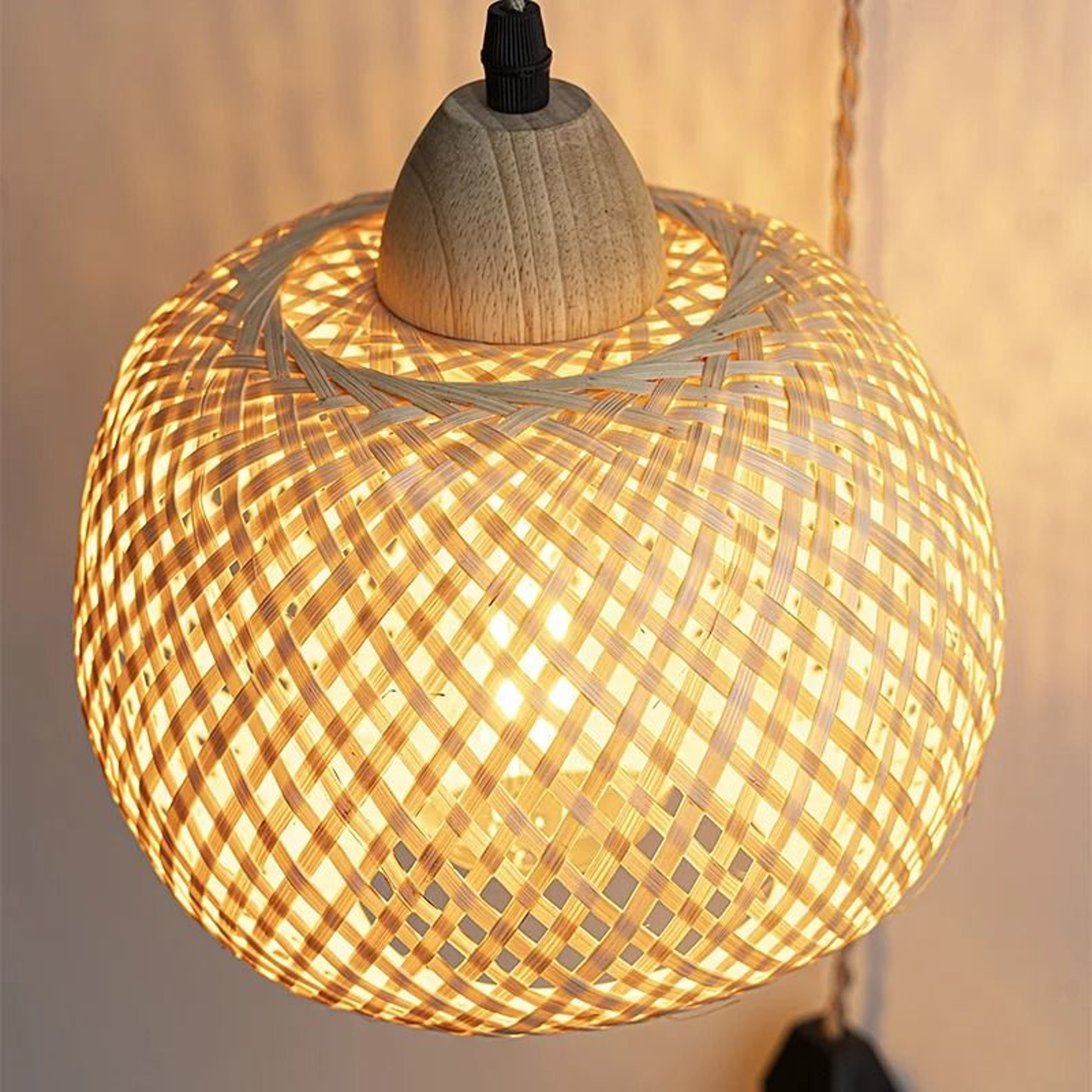 Handwoven Bamboo Rattan Wall Lamp E27 Boho Sconce 1