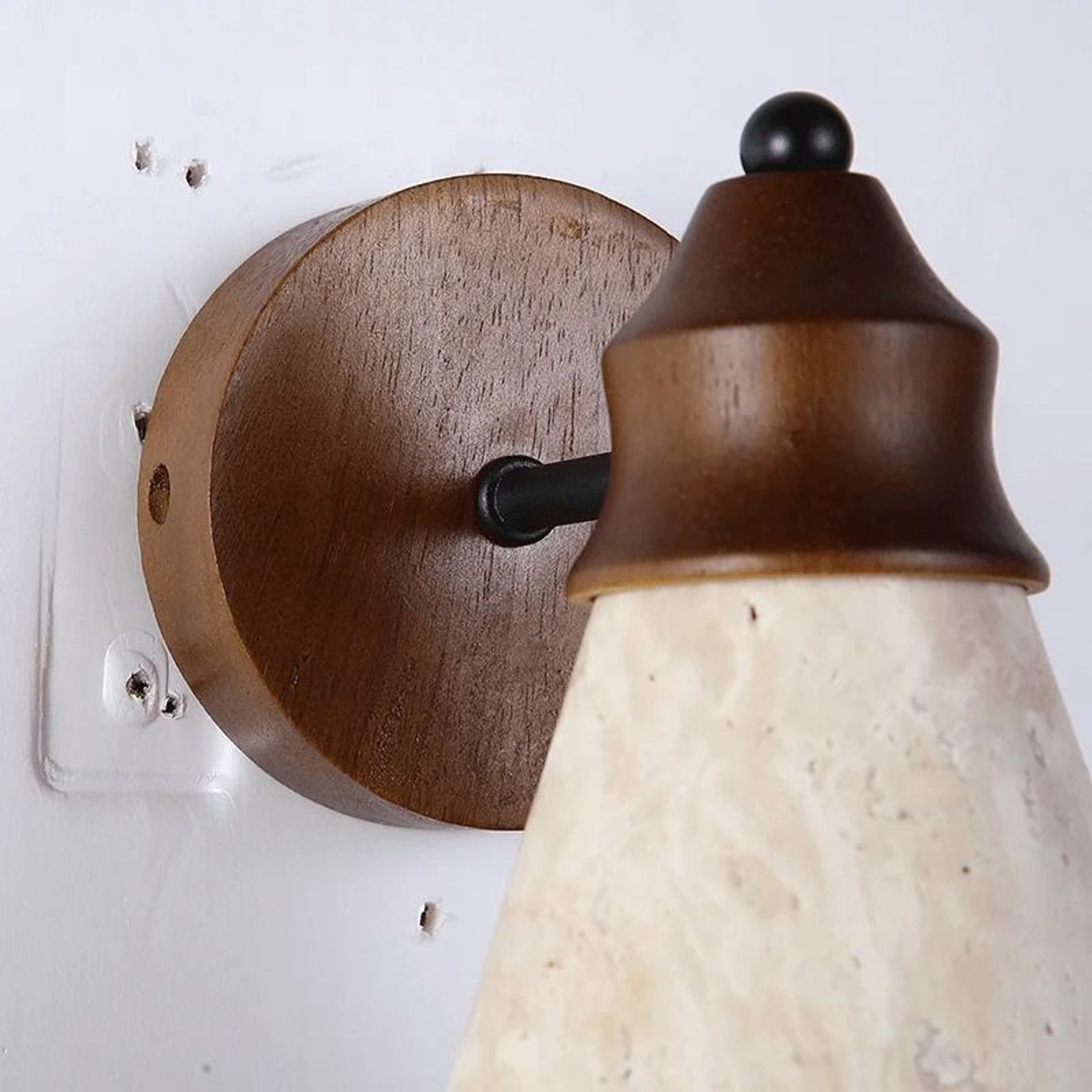 Natural Yellow Travertine LED Wall Sconce Decorative Stone Light 3