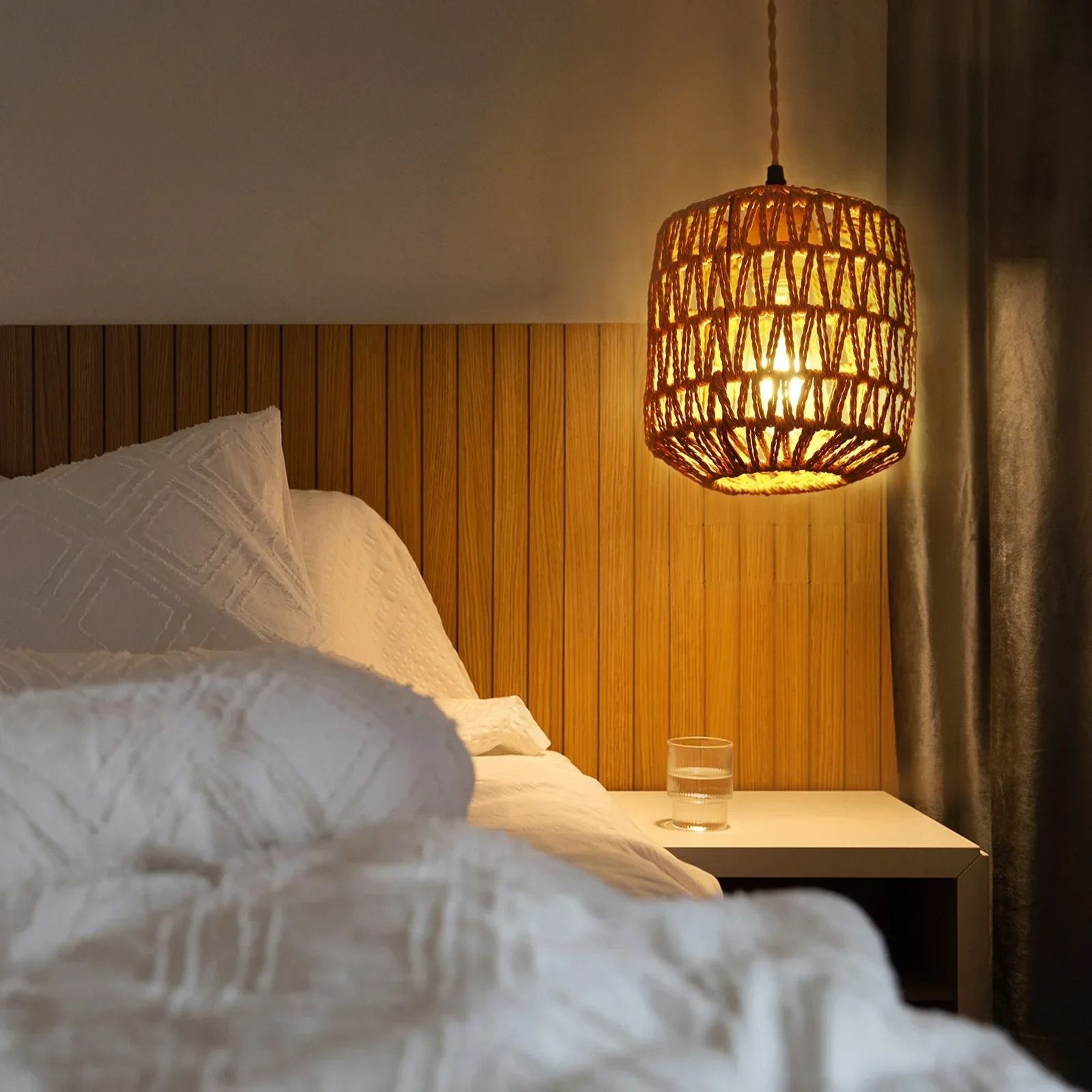 Handwoven Rattan E27 Wall Lamp Retro Hemp Rope Sconce 7