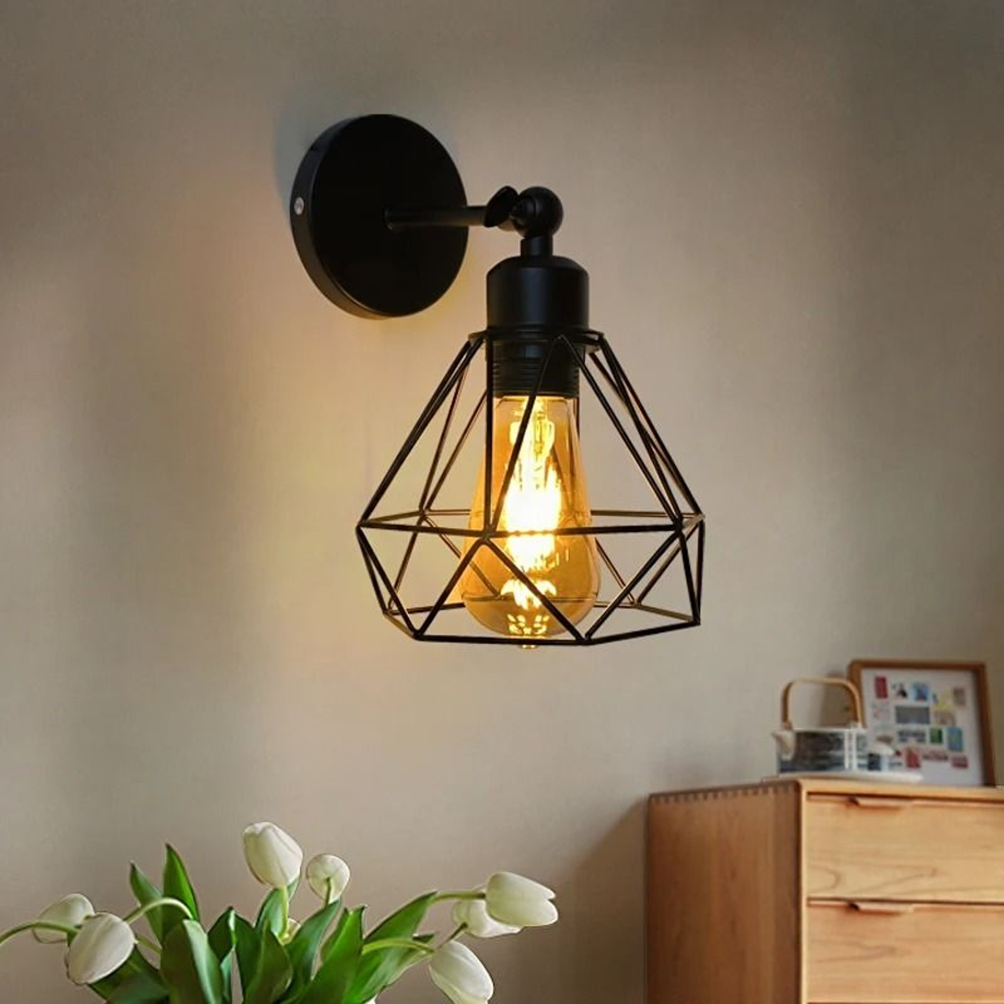 Modern Black Swing Arm E27 Wall Lamp Adjustable Bedside Light 4
