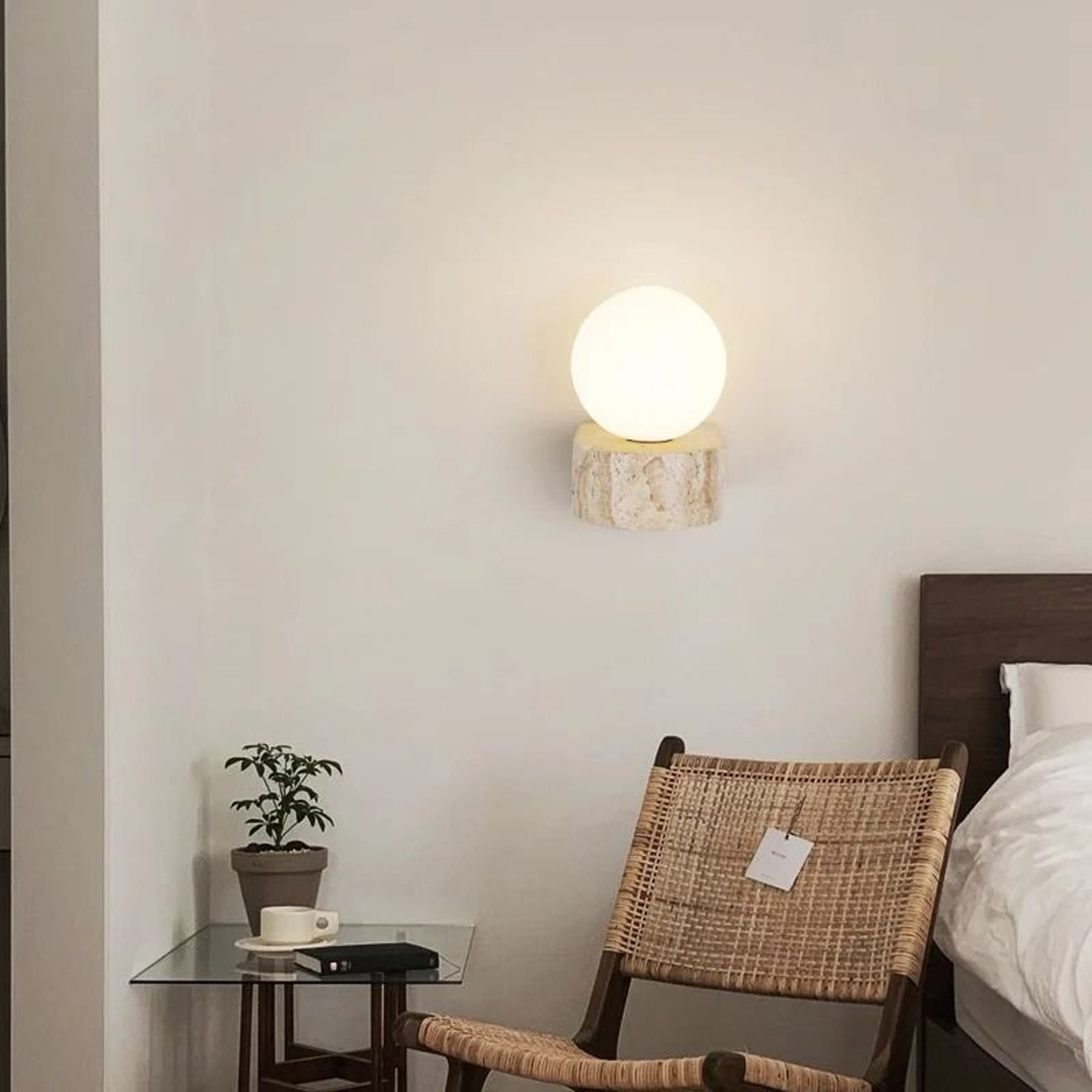 Japanese Retro Glass LED Wall Sconce Warm Bedside Light 6