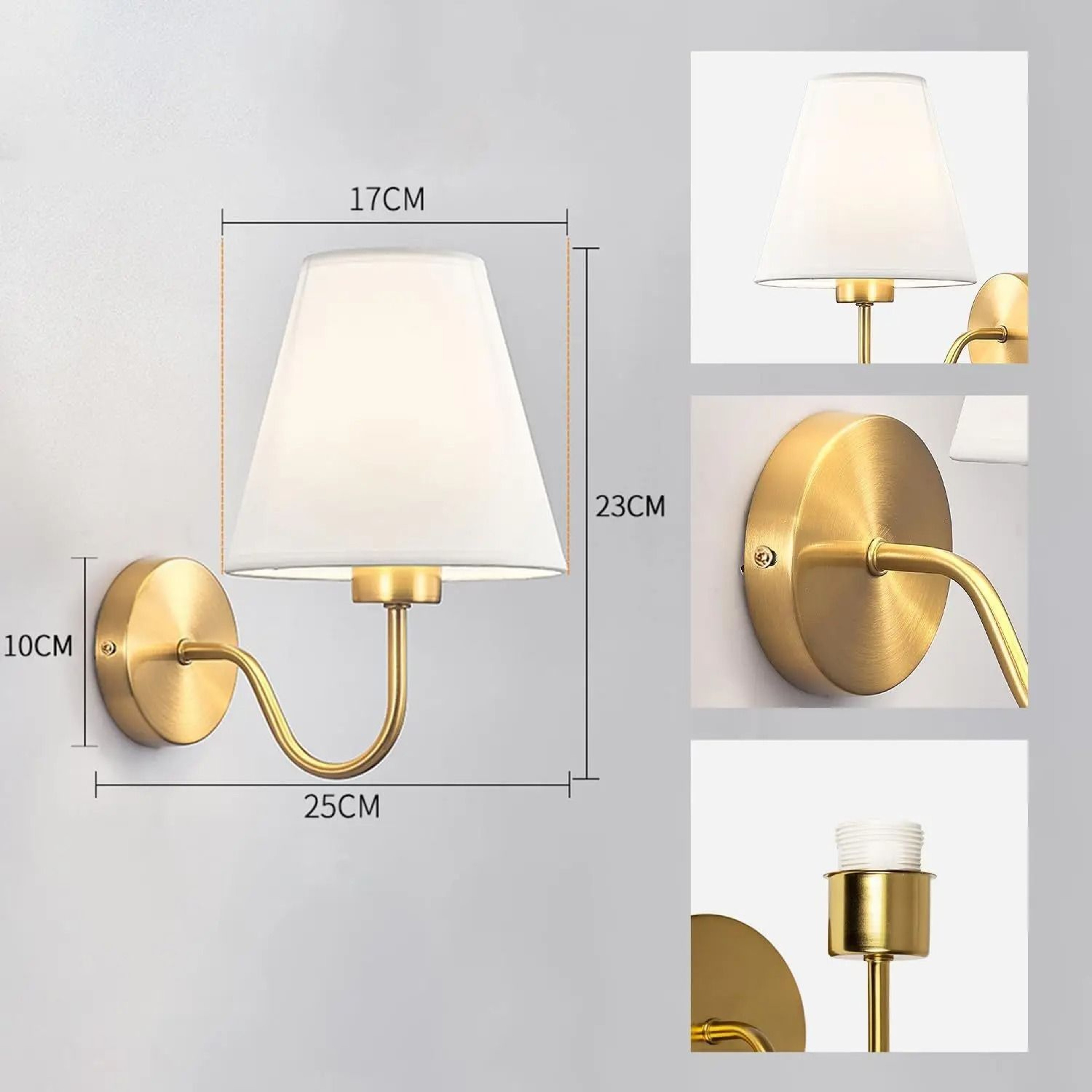 Modern Fabric Wall Sconce Retro E27 Bedside Wall Lamp 6