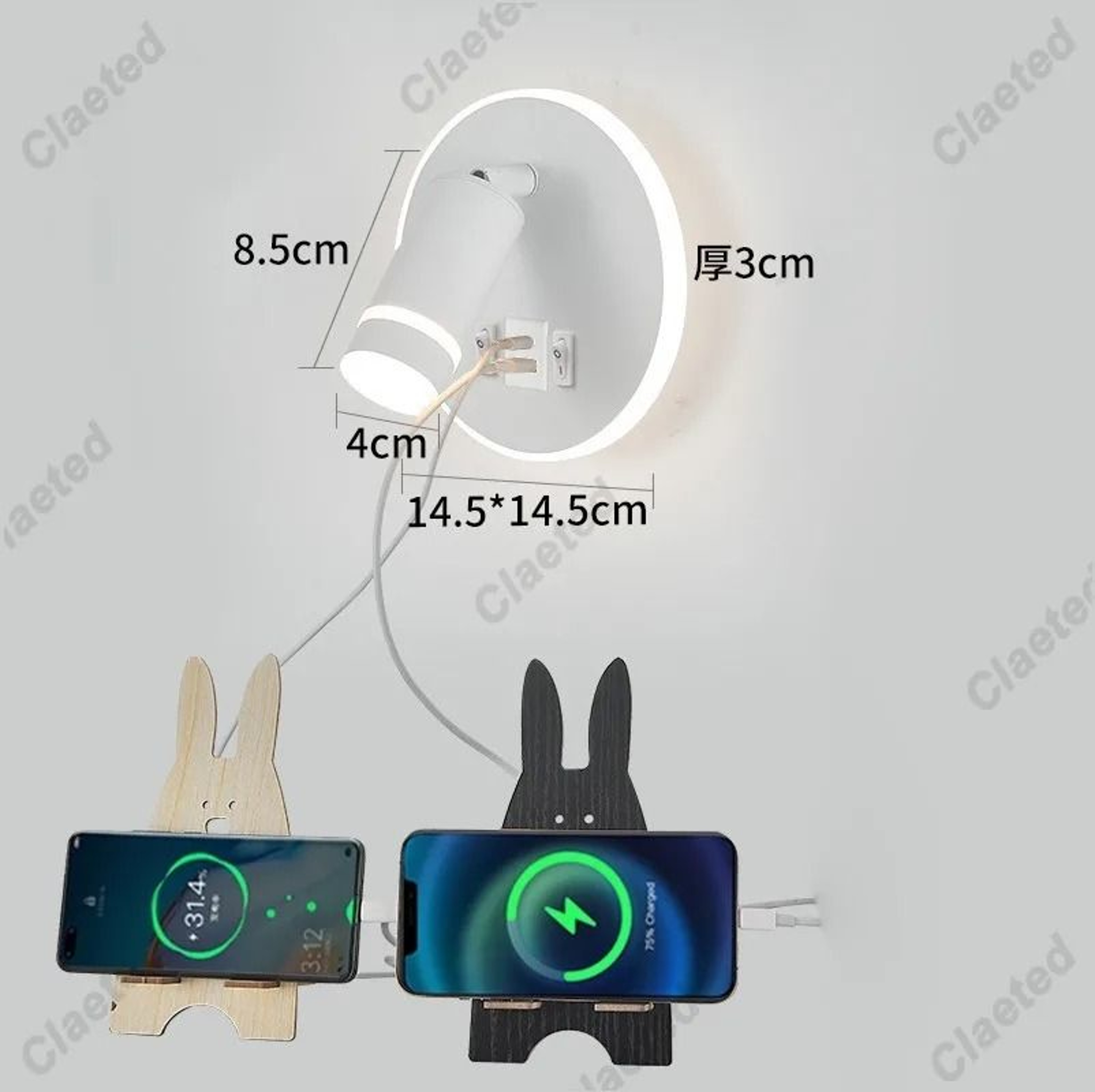 Adjustable LED Bedside Reading Light With USB Charging Port 7